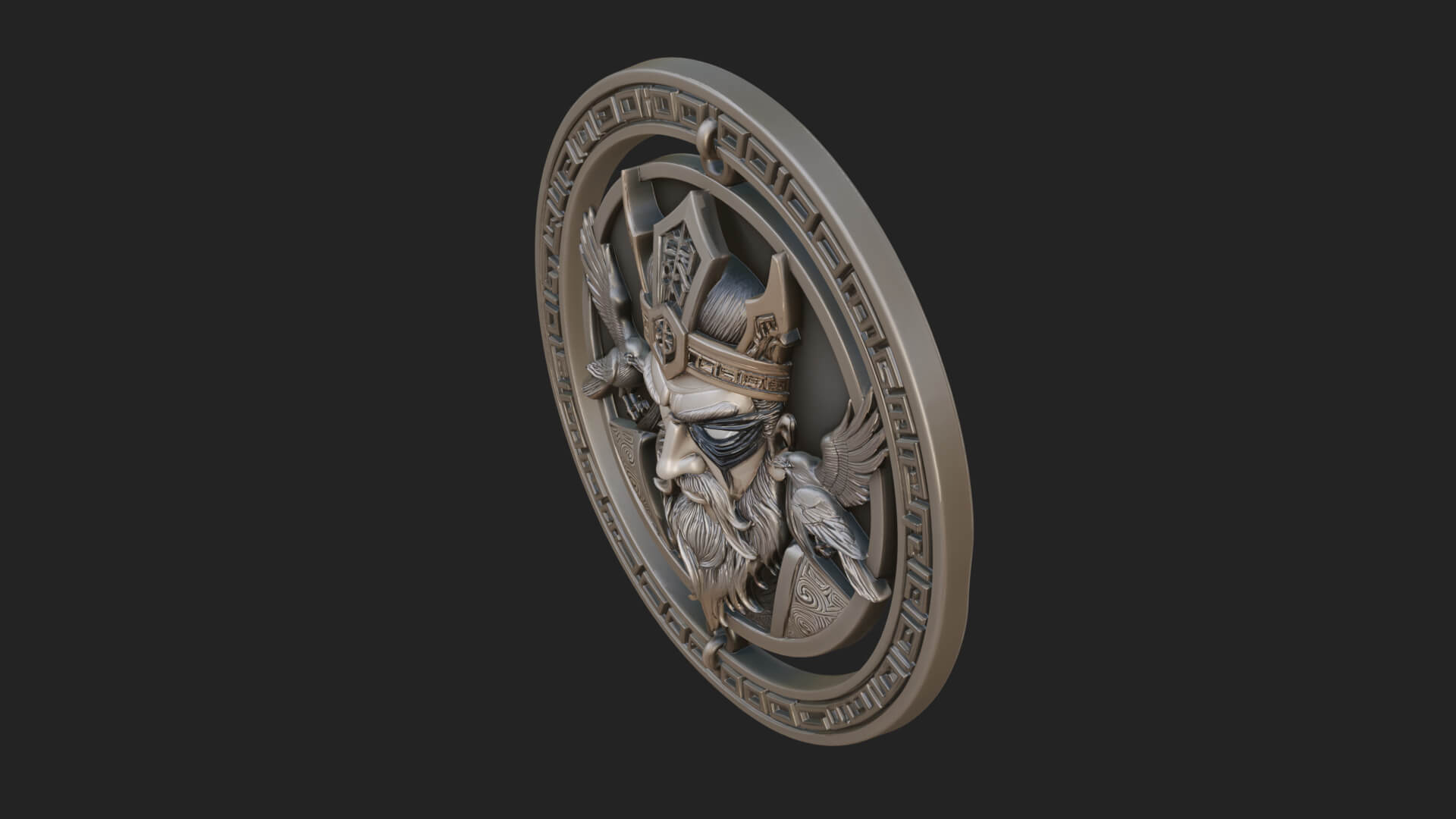 Odin with Ravens Oval Plaque Design 1 3D Print Model 3D Model