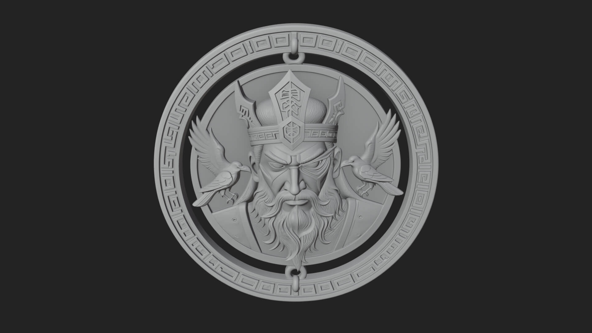 Odin with Ravens Oval Plaque Design 1 3D Print Model 3D Model