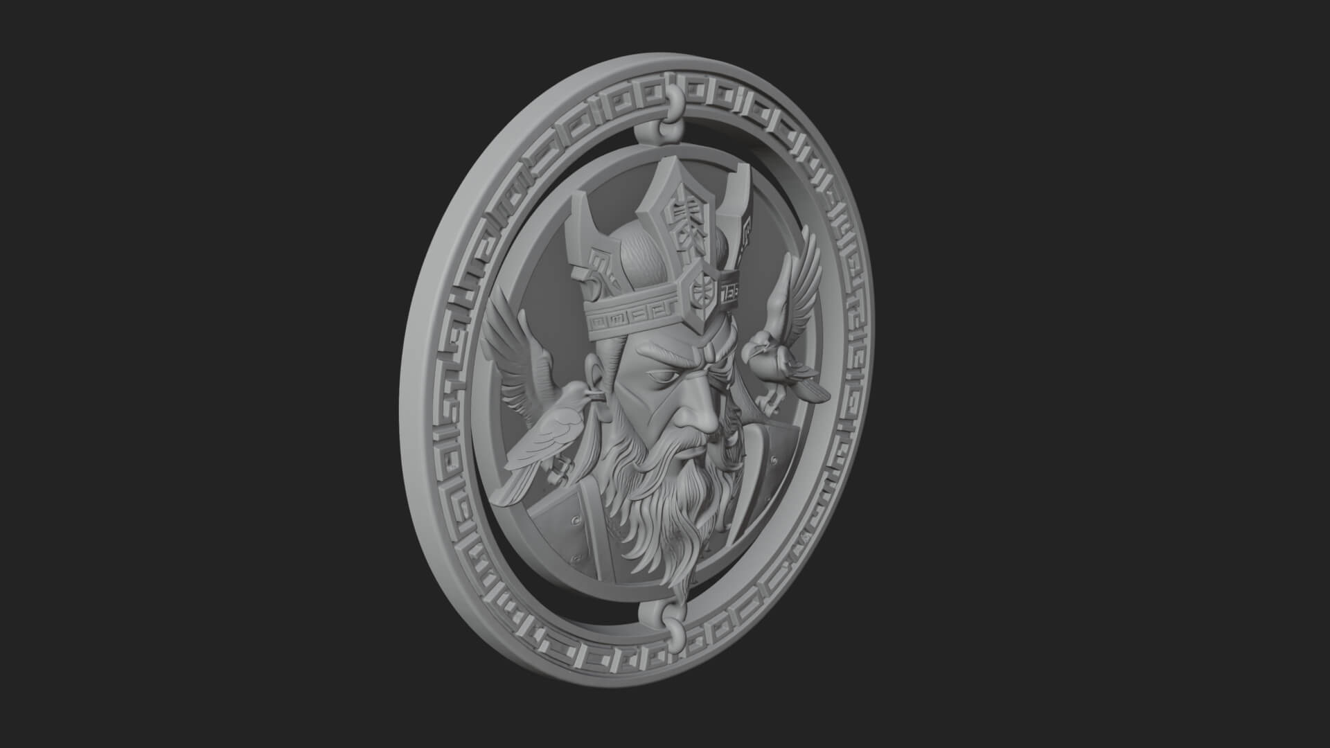 Odin with Ravens Oval Plaque Design 1 3D Print Model 3D Model