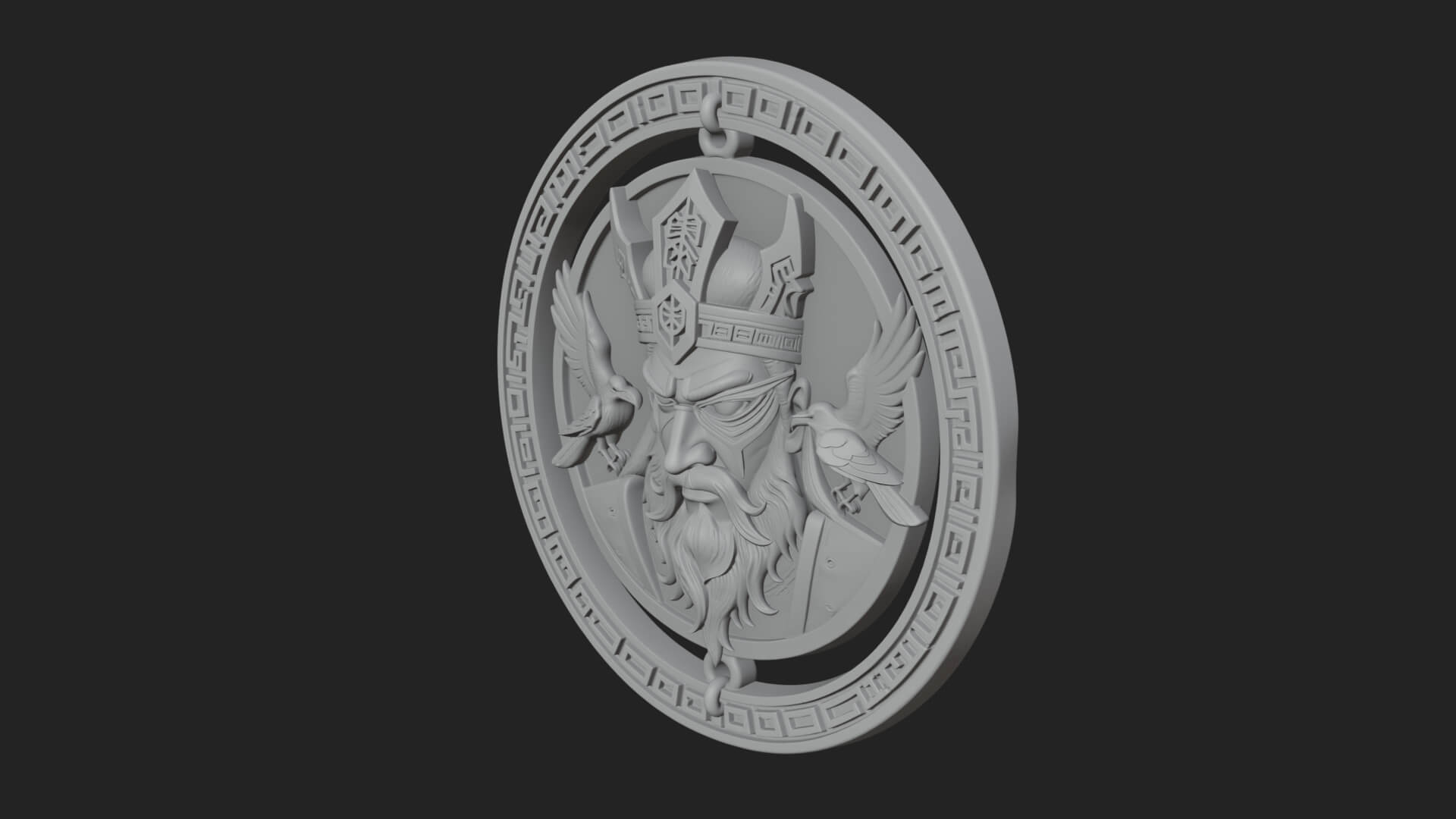 Odin with Ravens Oval Plaque Design 1 3D Print Model 3D Model
