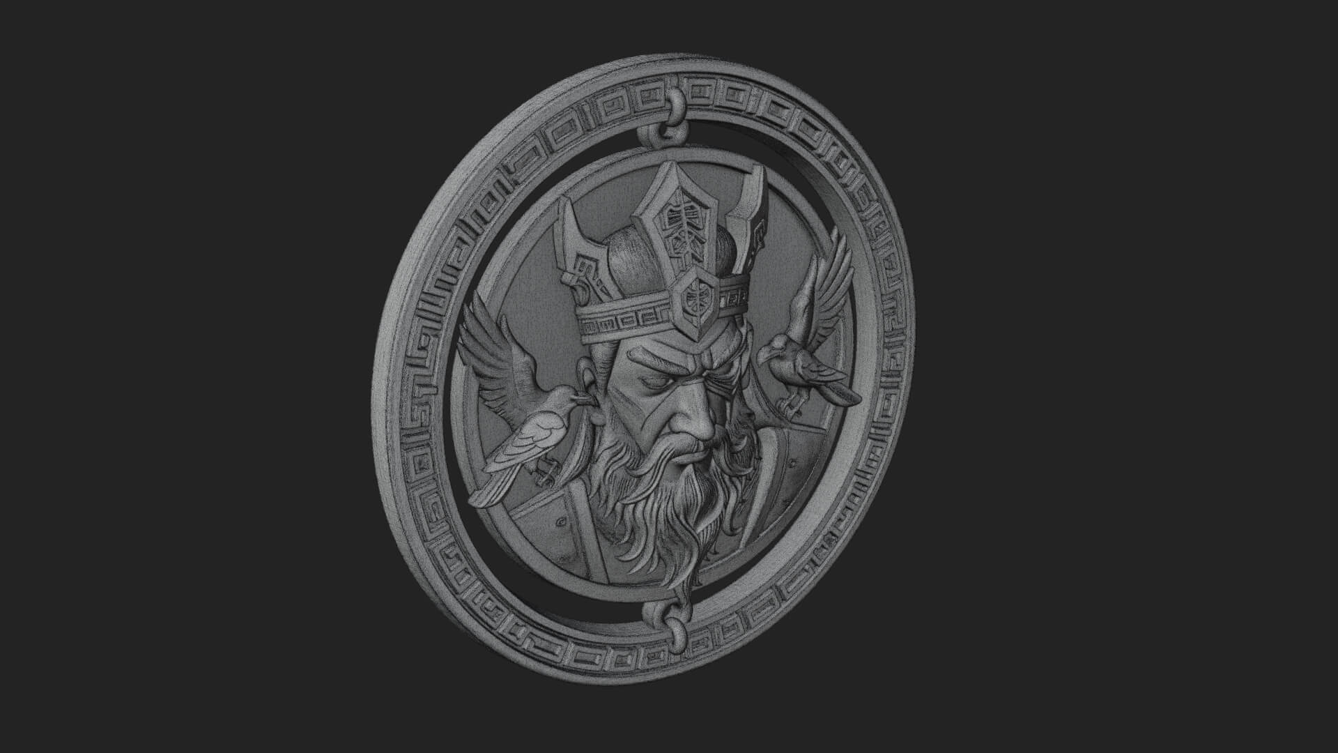 Odin with Ravens Oval Plaque Design 1 3D Print Model 3D Model