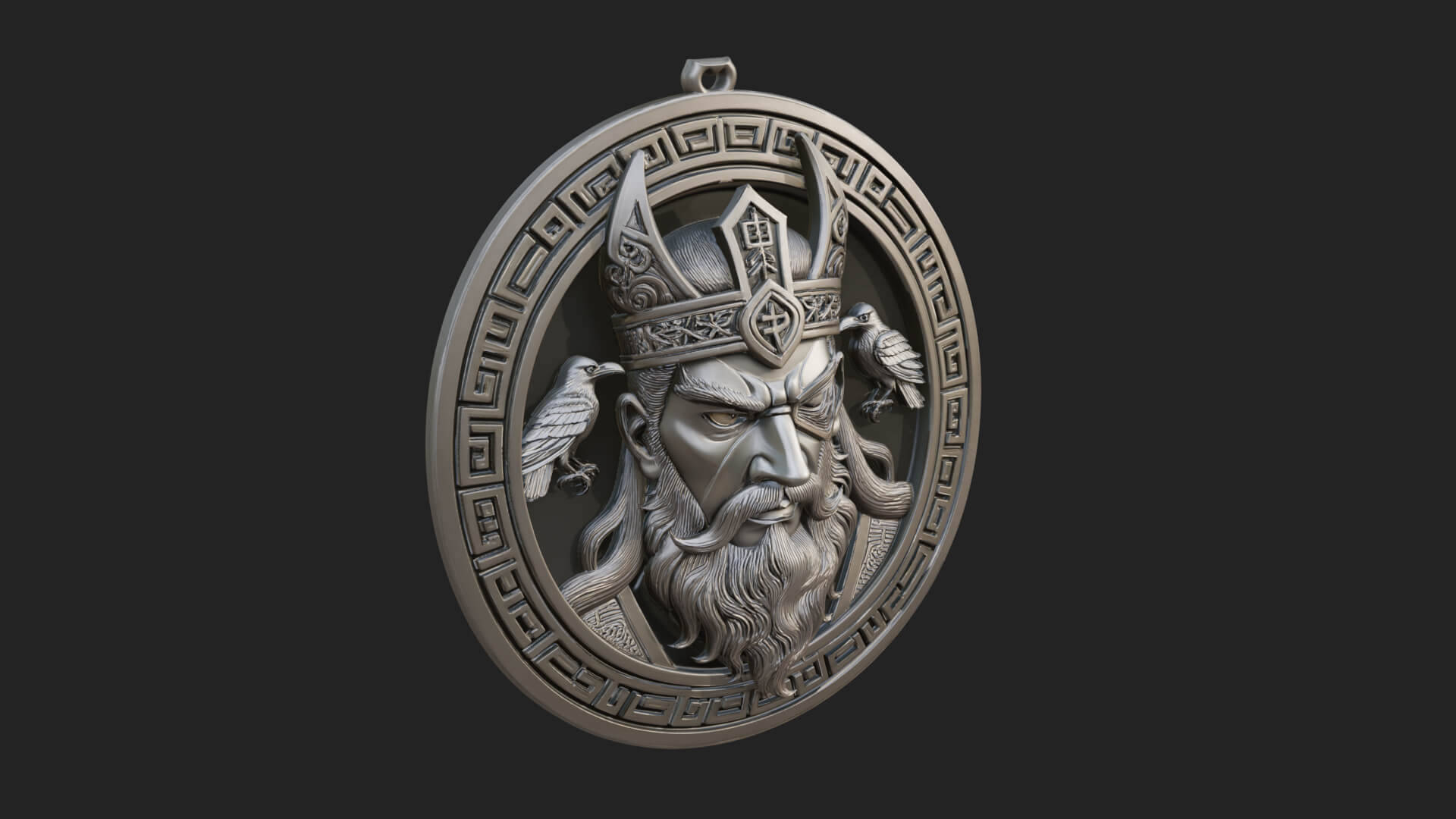 Odin with Ravens Oval Plaque Design 2 3D Print Model 3D Model