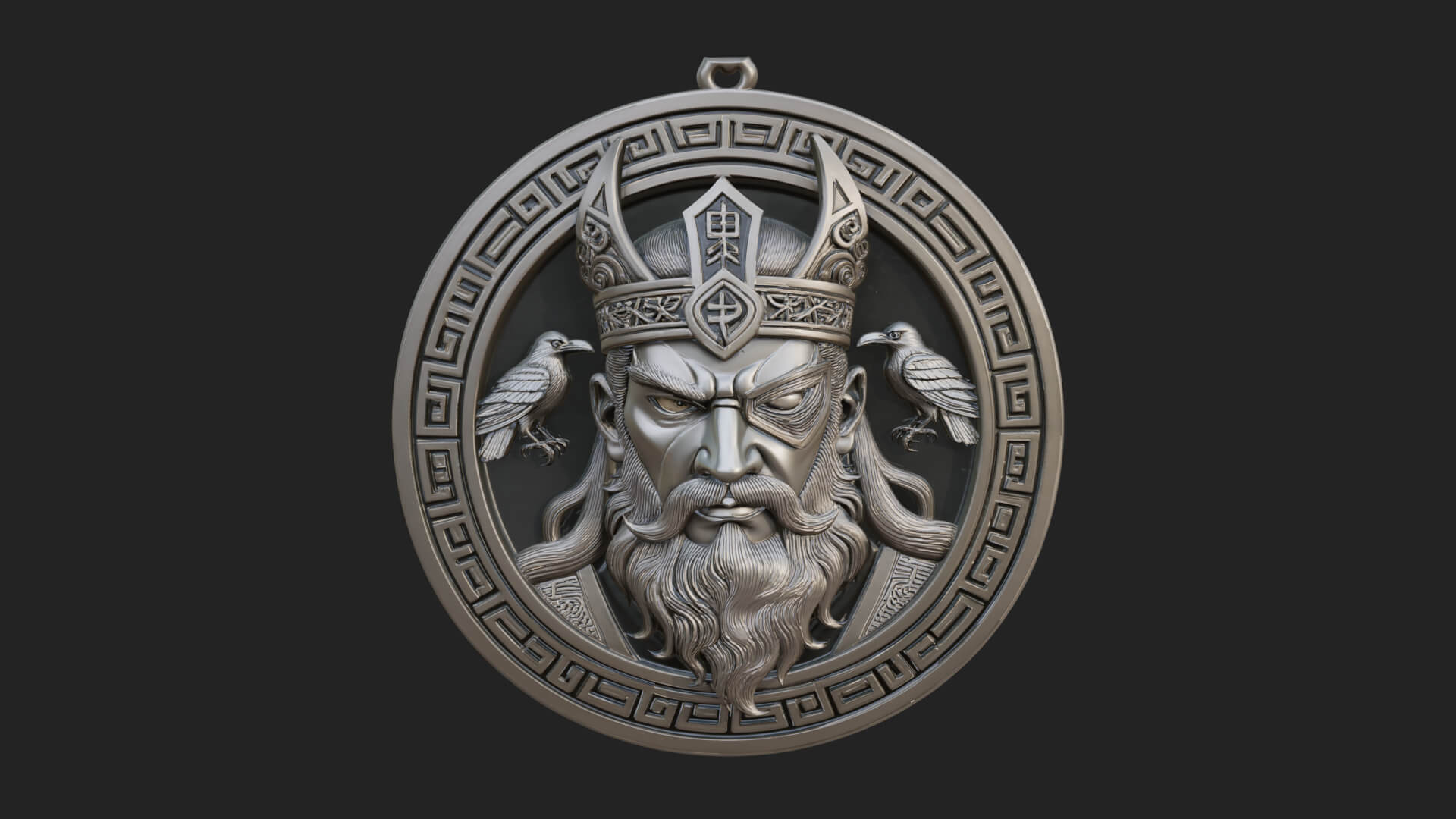 Odin with Ravens Oval Plaque Design 2 3D Print Model 3D Model