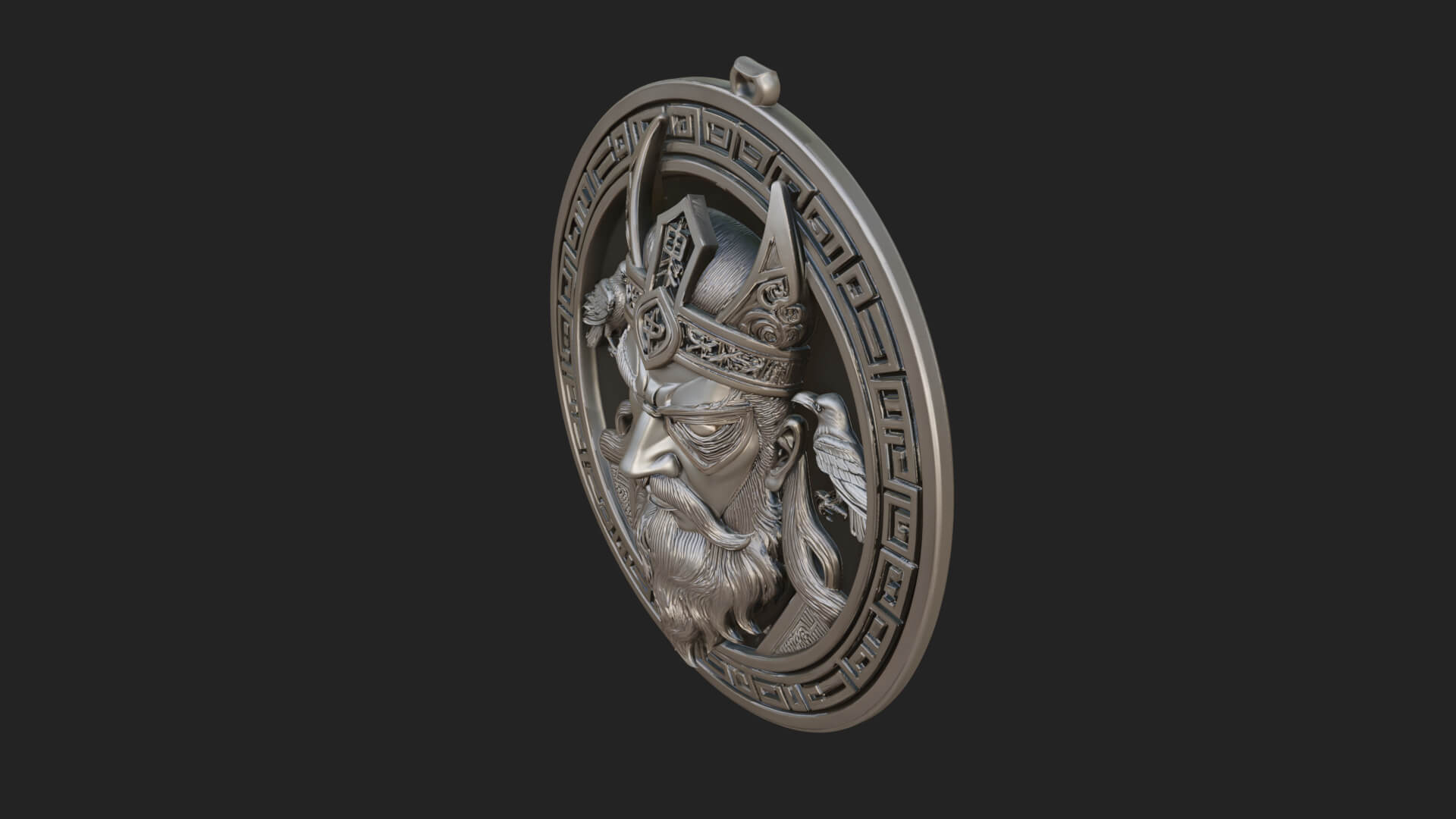 Odin with Ravens Oval Plaque Design 2 3D Print Model 3D Model