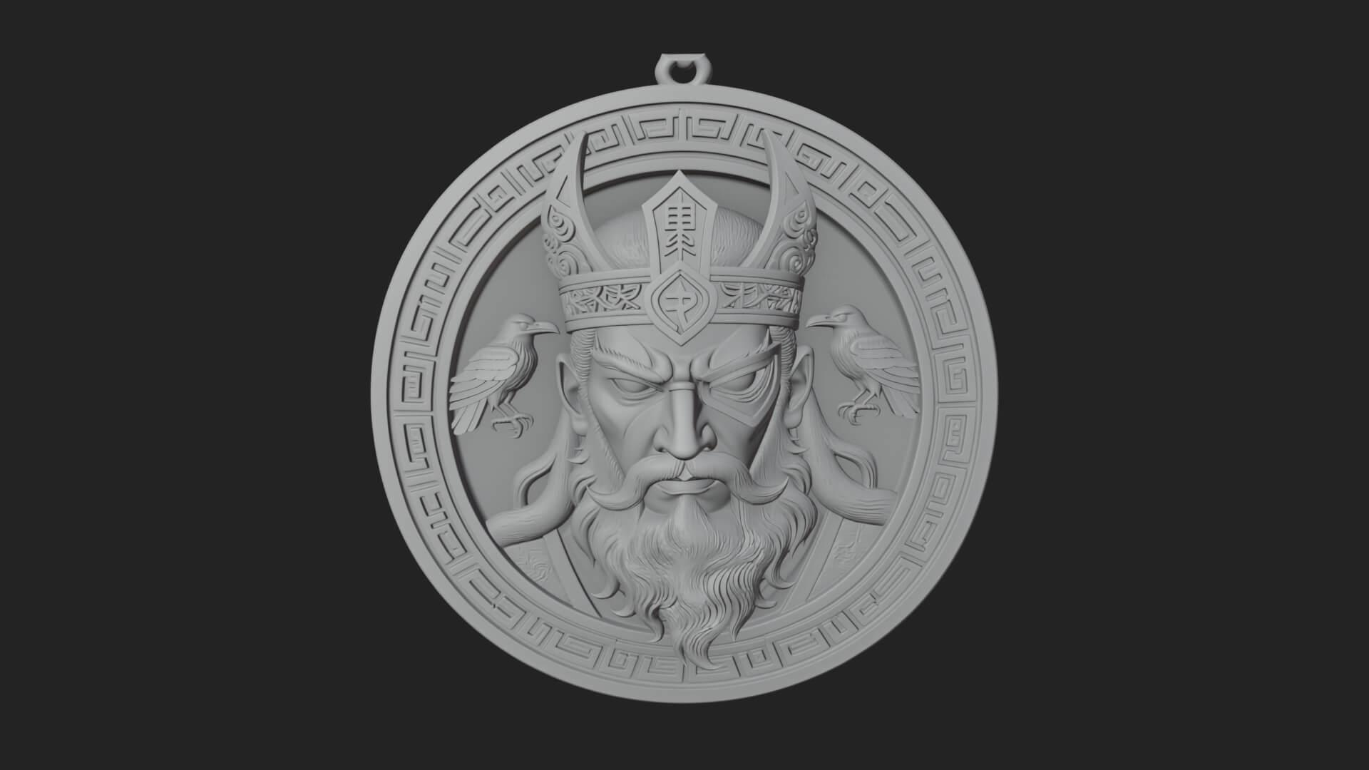 Odin with Ravens Oval Plaque Design 2 3D Print Model 3D Model