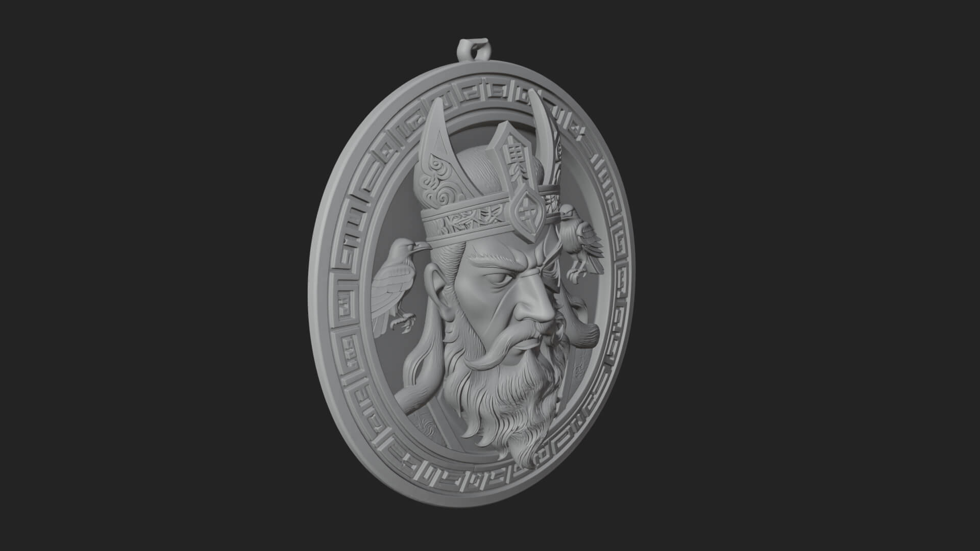 Odin with Ravens Oval Plaque Design 2 3D Print Model 3D Model