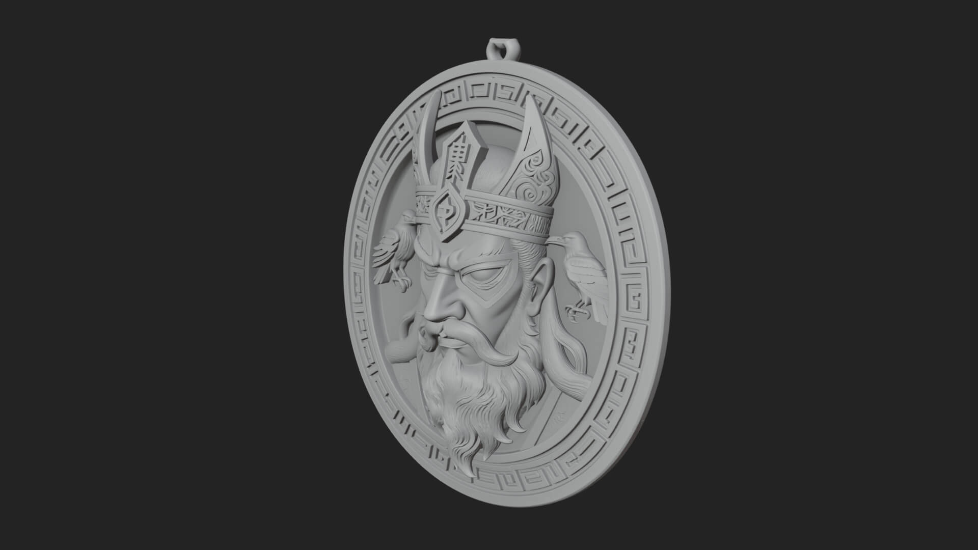 Odin with Ravens Oval Plaque Design 2 3D Print Model 3D Model