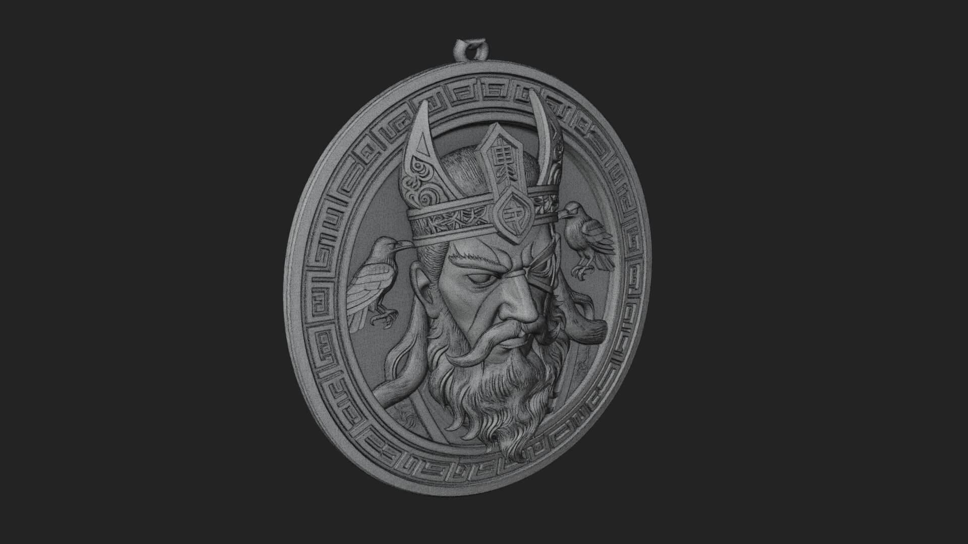 Odin with Ravens Oval Plaque Design 2 3D Print Model 3D Model