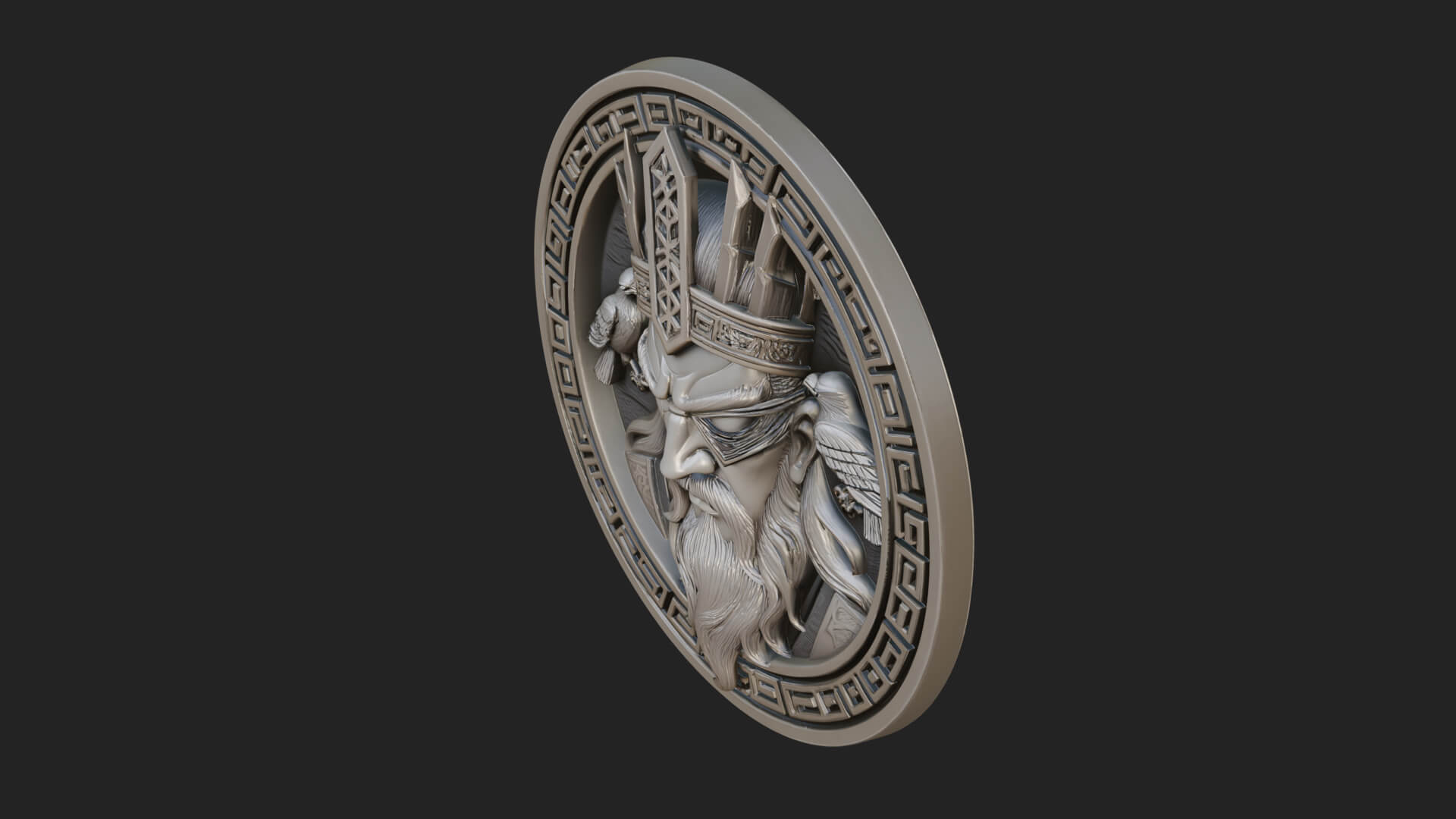 Odin with Ravens Oval Plaque Design 3 3D Print Model 3D Model