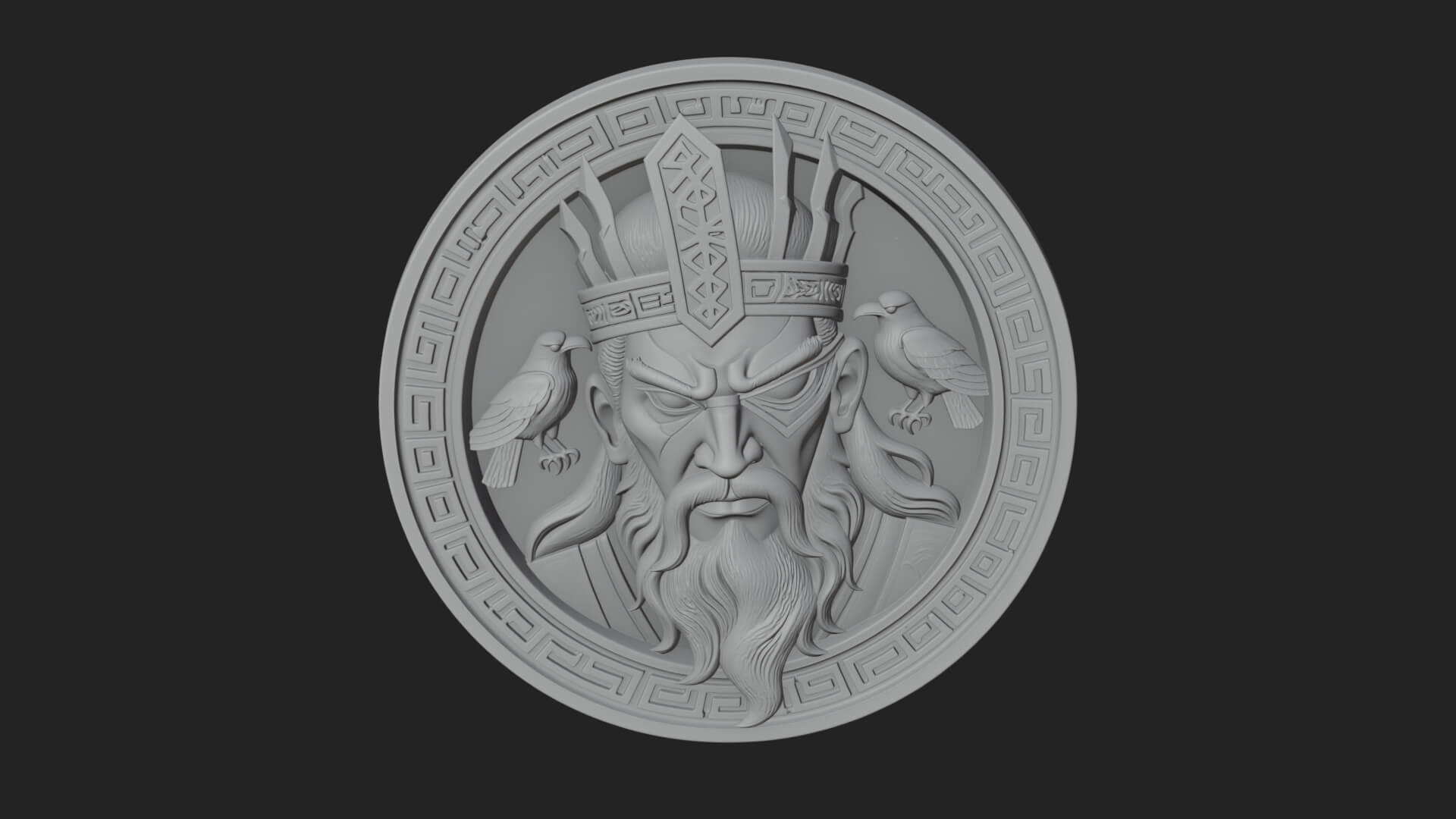 Odin with Ravens Oval Plaque Design 3 3D Print Model 3D Model