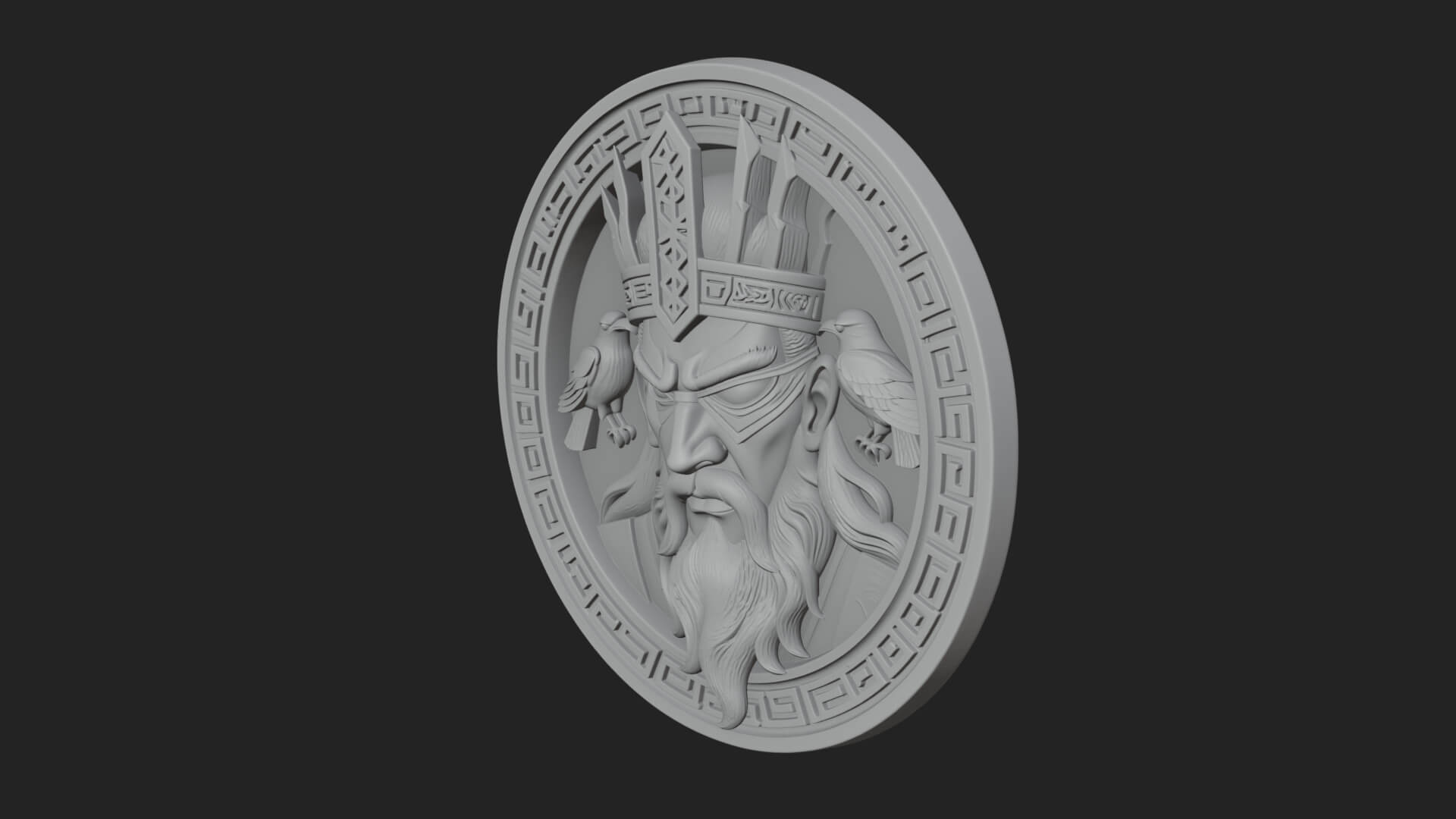 Odin with Ravens Oval Plaque Design 3 3D Print Model 3D Model
