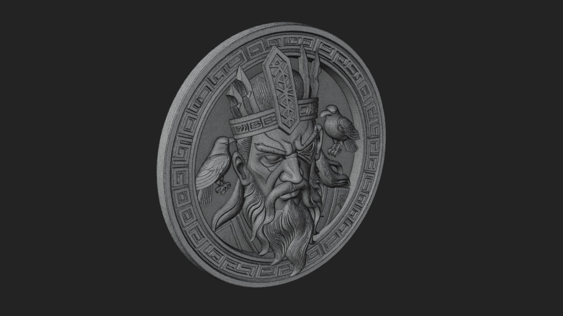 Odin with Ravens Oval Plaque Design 3 3D Print Model 3D Model
