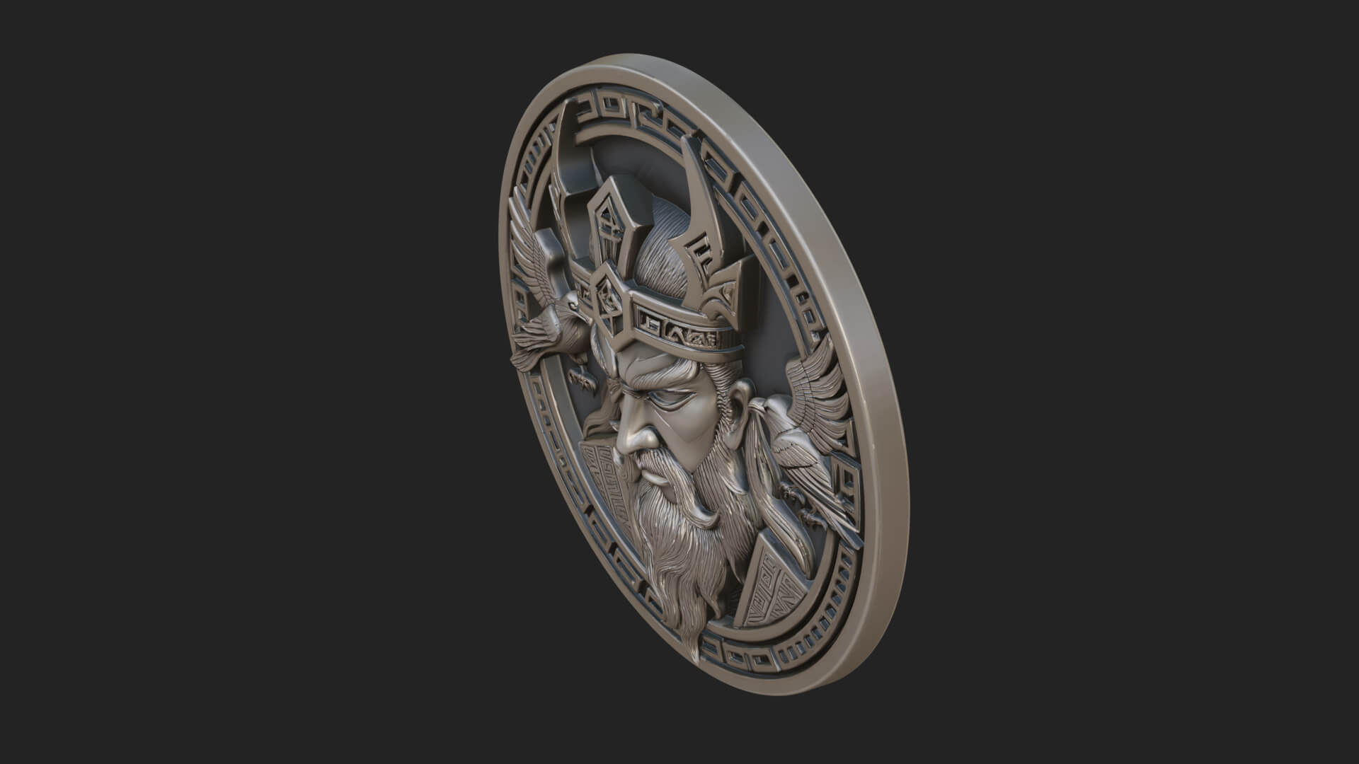 Odin with Ravens Oval Plaque Design 4 3D Print Model 3D Model