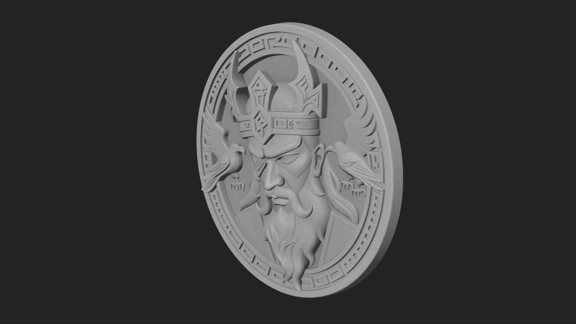 Odin with Ravens Oval Plaque Design 4 3D Print Model 3D Model