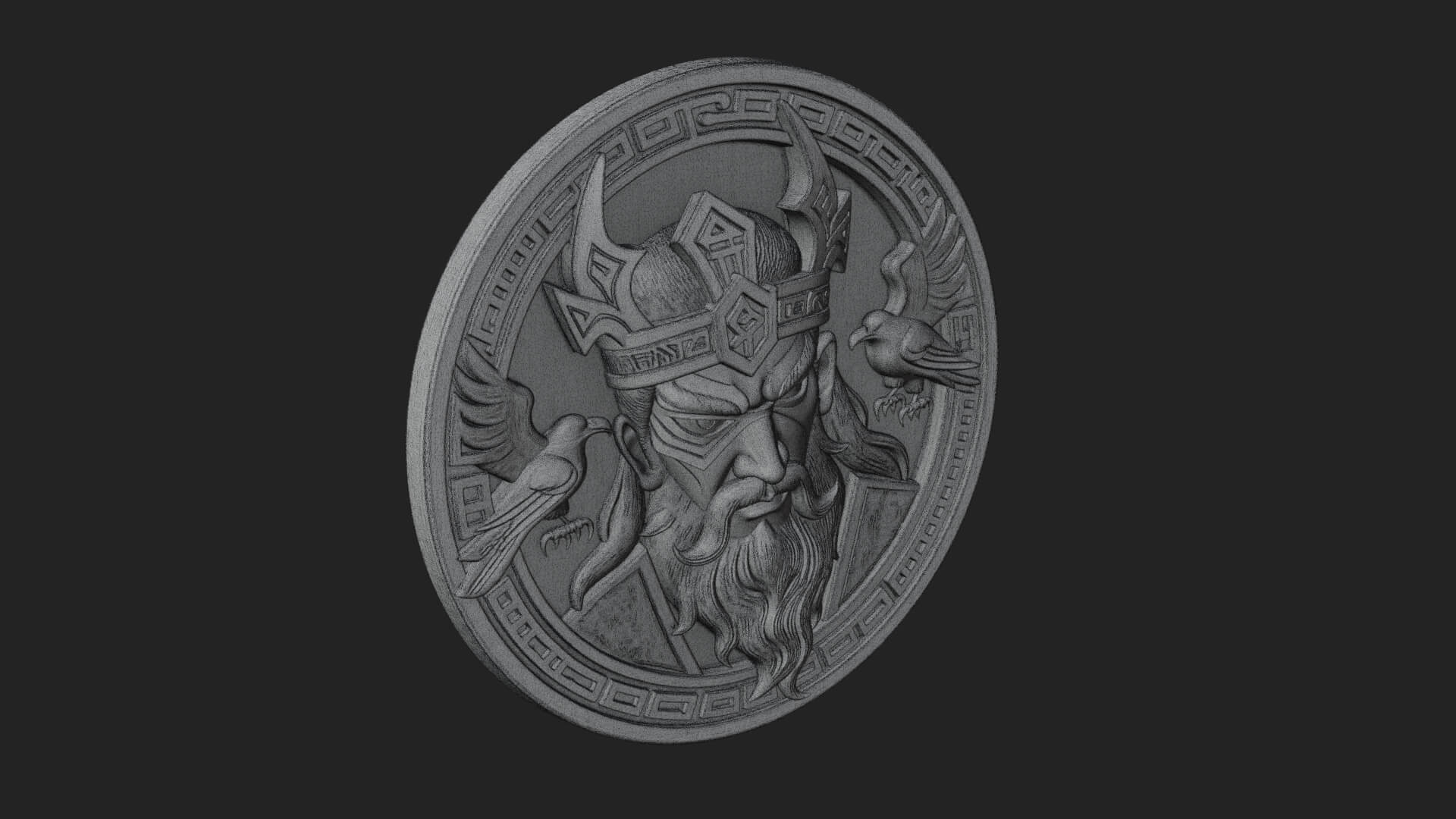 Odin with Ravens Oval Plaque Design 4 3D Print Model 3D Model