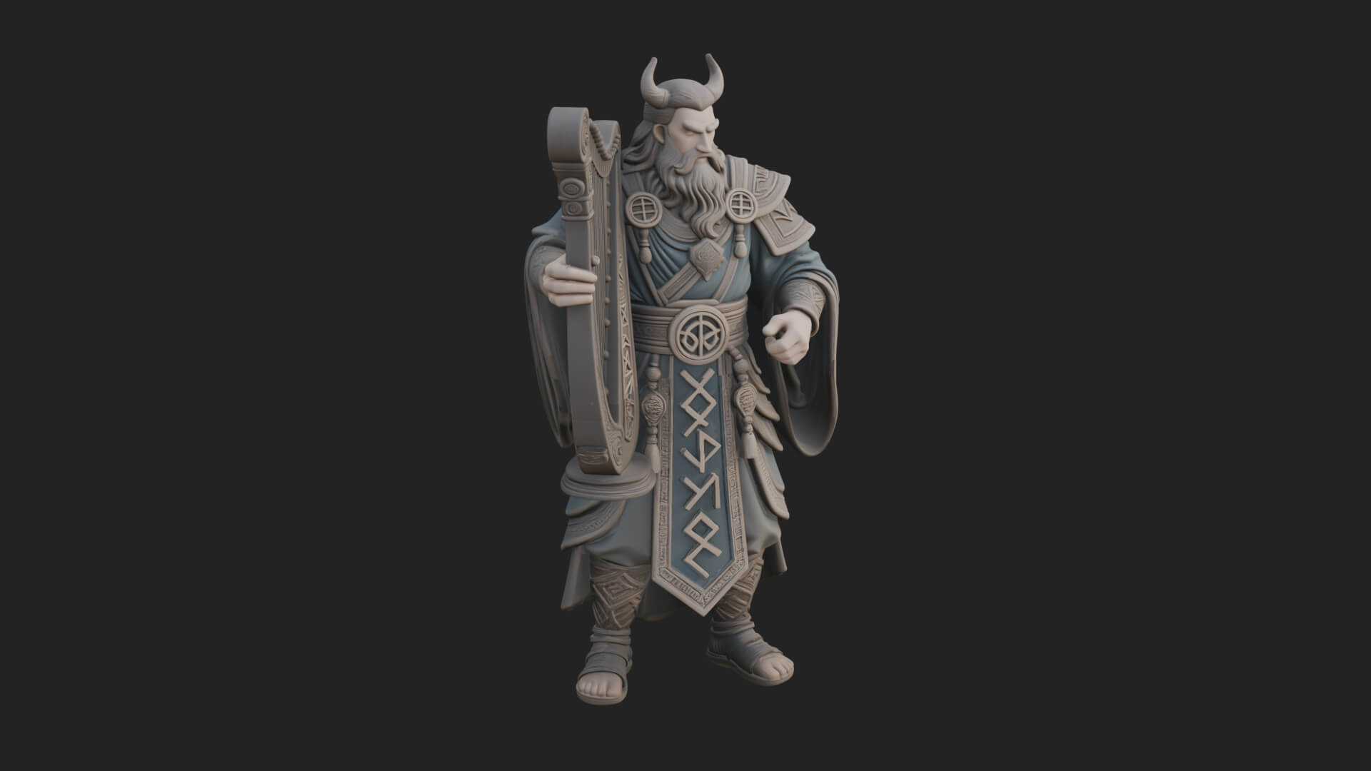 Odin with Spear Statue Design 10 3D Print Model 3D Model