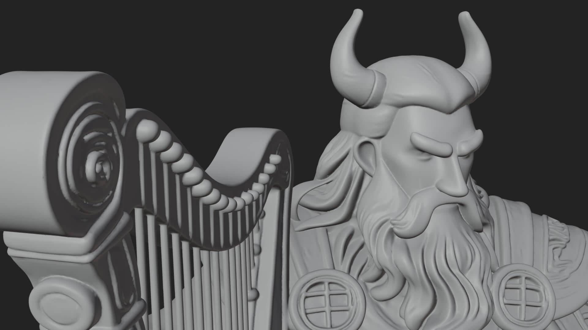 Odin with Spear Statue Design 10 3D Print Model 3D Model