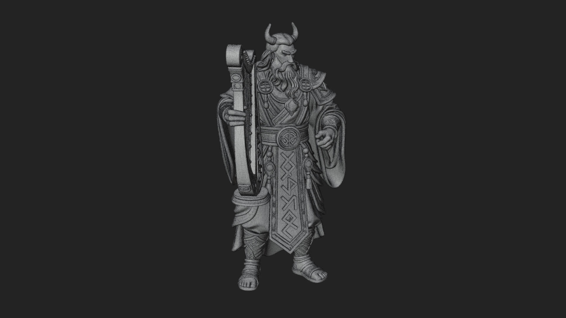 Odin with Spear Statue Design 10 3D Print Model 3D Model