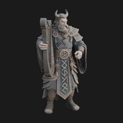 Odin with Spear Statue Design 10 3D Print Model