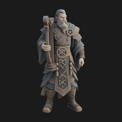 Odin with Spear Statue Design 11 3D Print Model