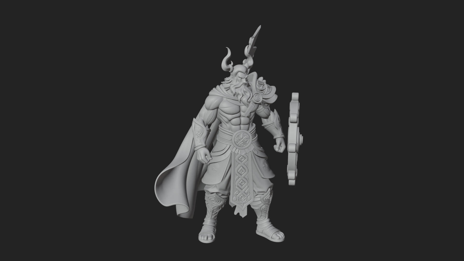 Odin With Spear Statue Design 12 3D Print Model 3D Model