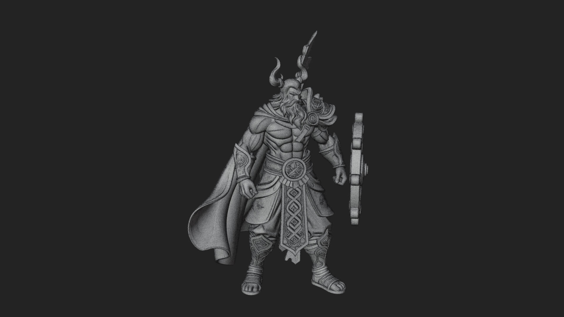 Odin With Spear Statue Design 12 3D Print Model 3D Model