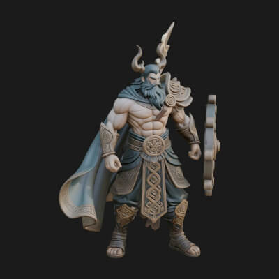 Odin With Spear Statue Design 12 3D Print Model