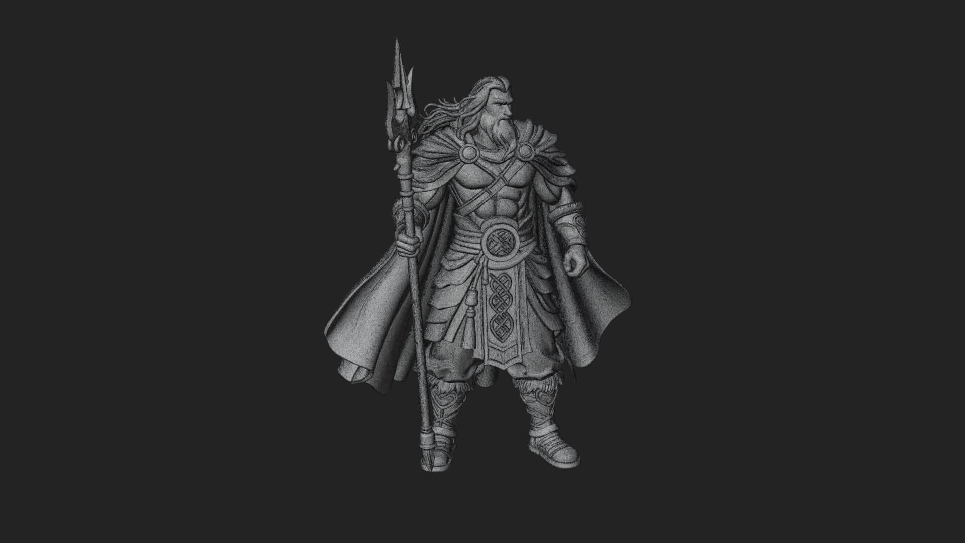 Odin with Spear Statue Design 13 3D Print Model 3D Model