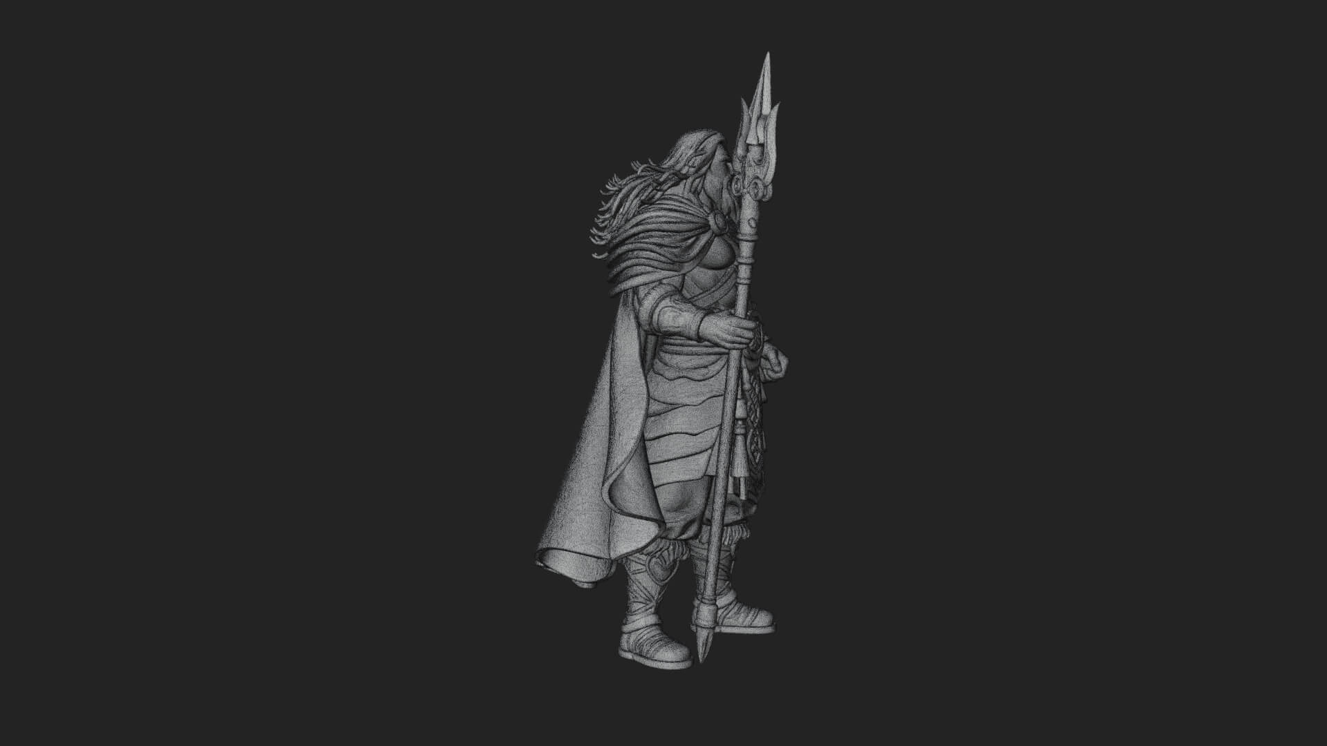 Odin with Spear Statue Design 13 3D Print Model 3D Model