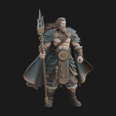 Odin with Spear Statue Design 13 3D Print Model
