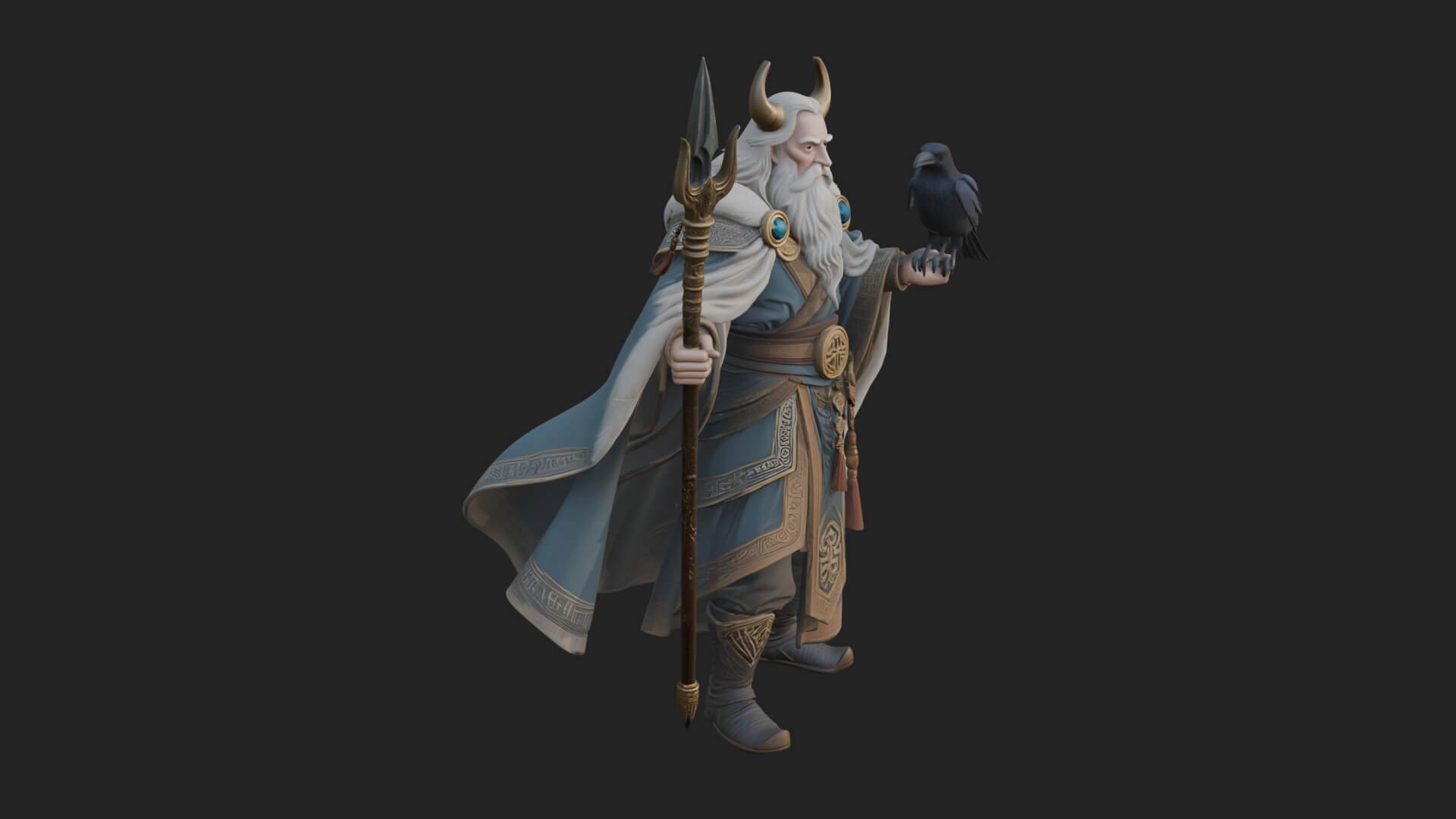 Odin with Spear Statue Design 14 3D Print Model 3D Model