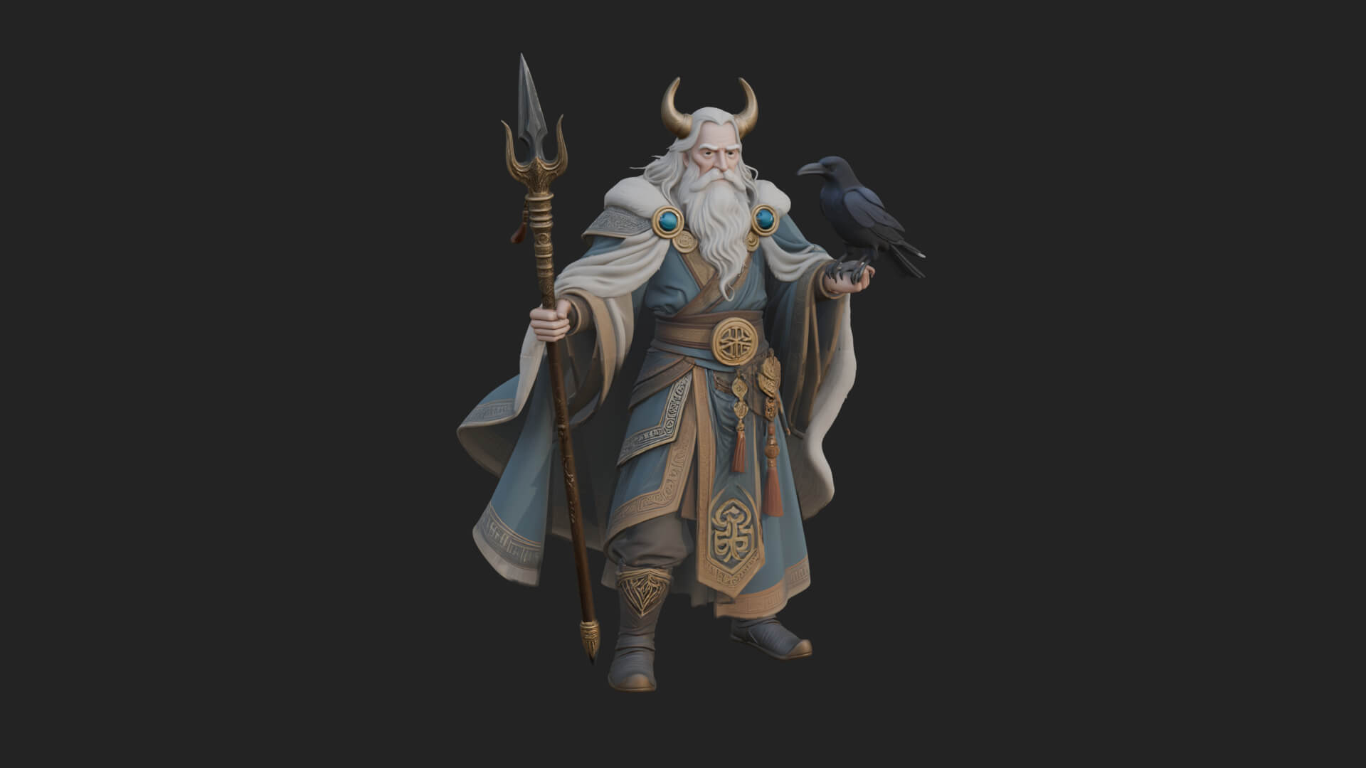 Odin with Spear Statue Design 14 3D Print Model 3D Model