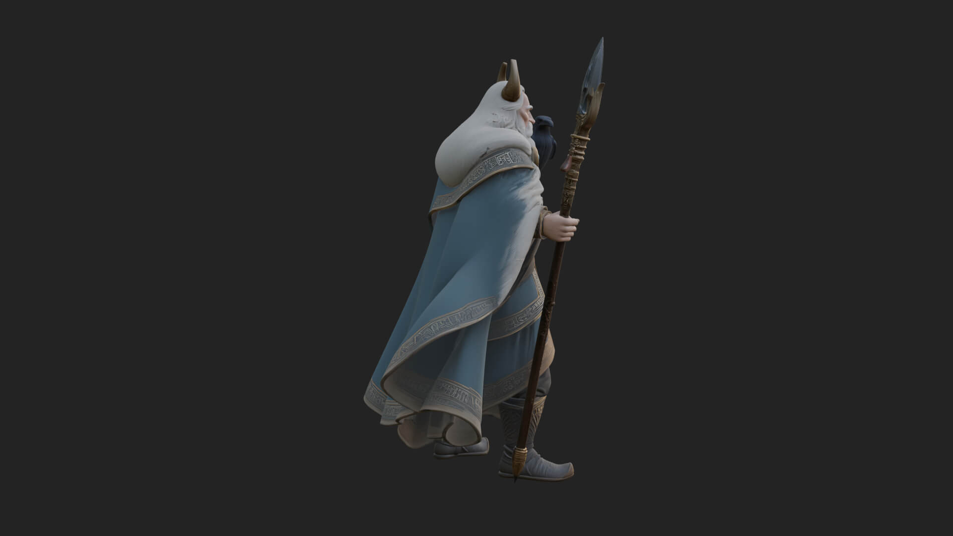 Odin with Spear Statue Design 14 3D Print Model 3D Model