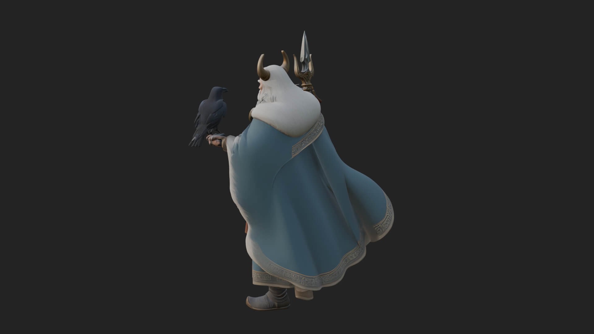 Odin with Spear Statue Design 14 3D Print Model 3D Model