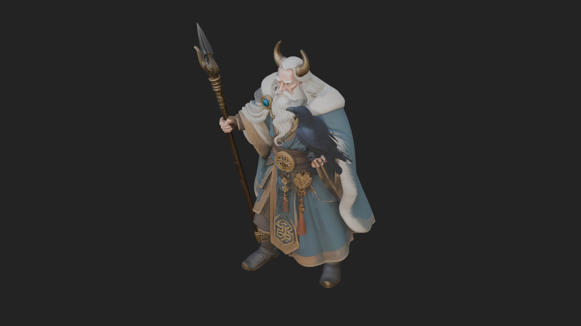 Odin with Spear Statue Design 14 3D Print Model 3D Model