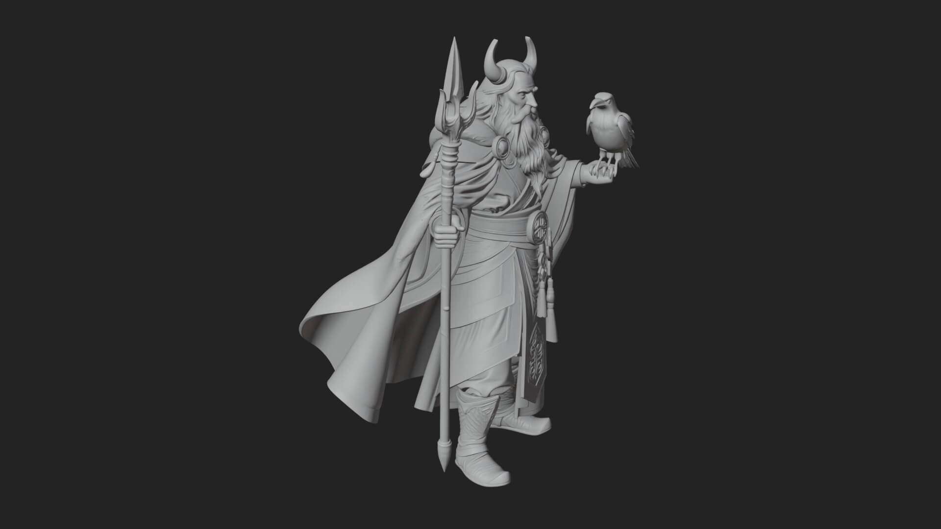 Odin with Spear Statue Design 14 3D Print Model 3D Model