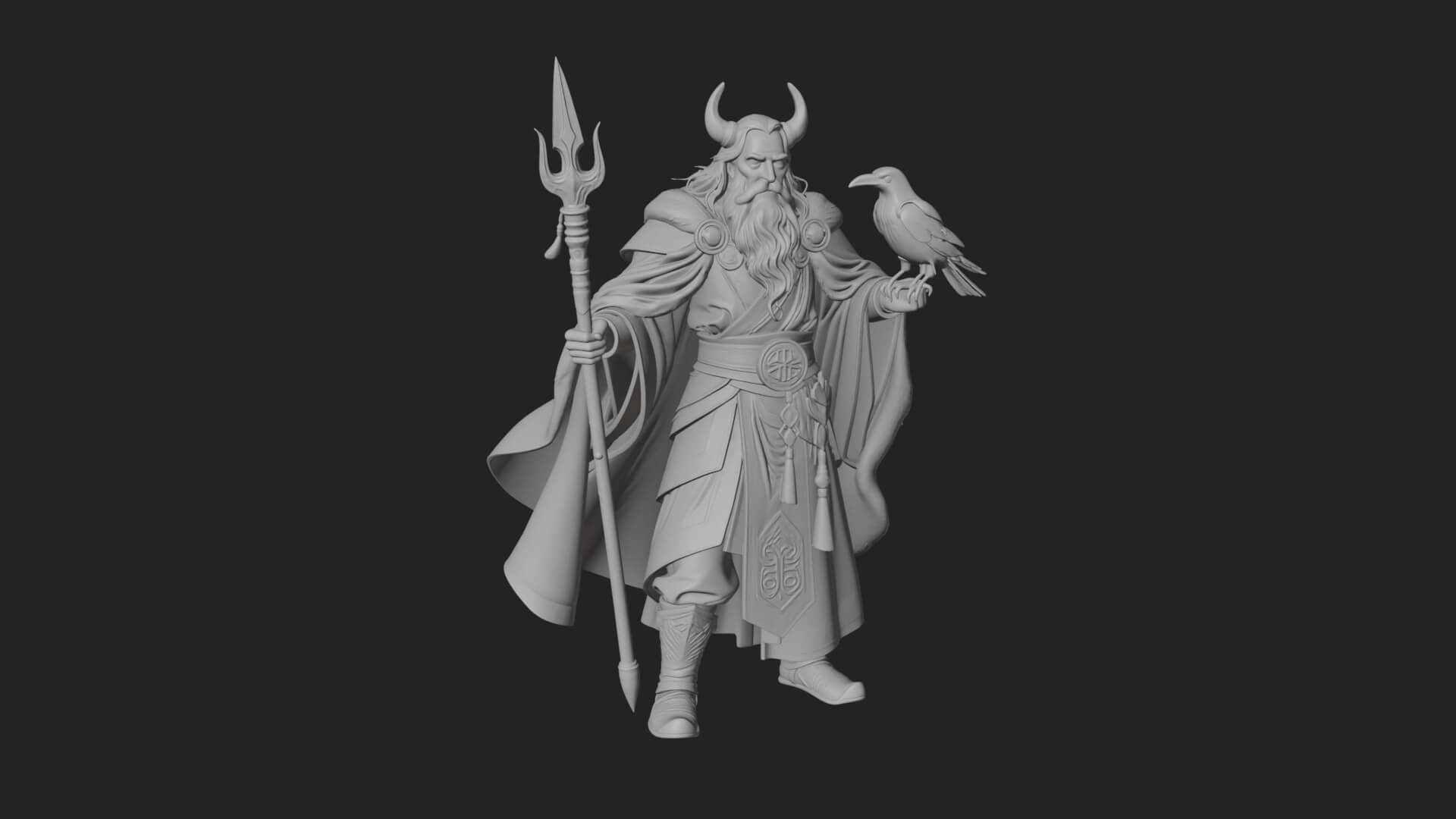 Odin with Spear Statue Design 14 3D Print Model 3D Model