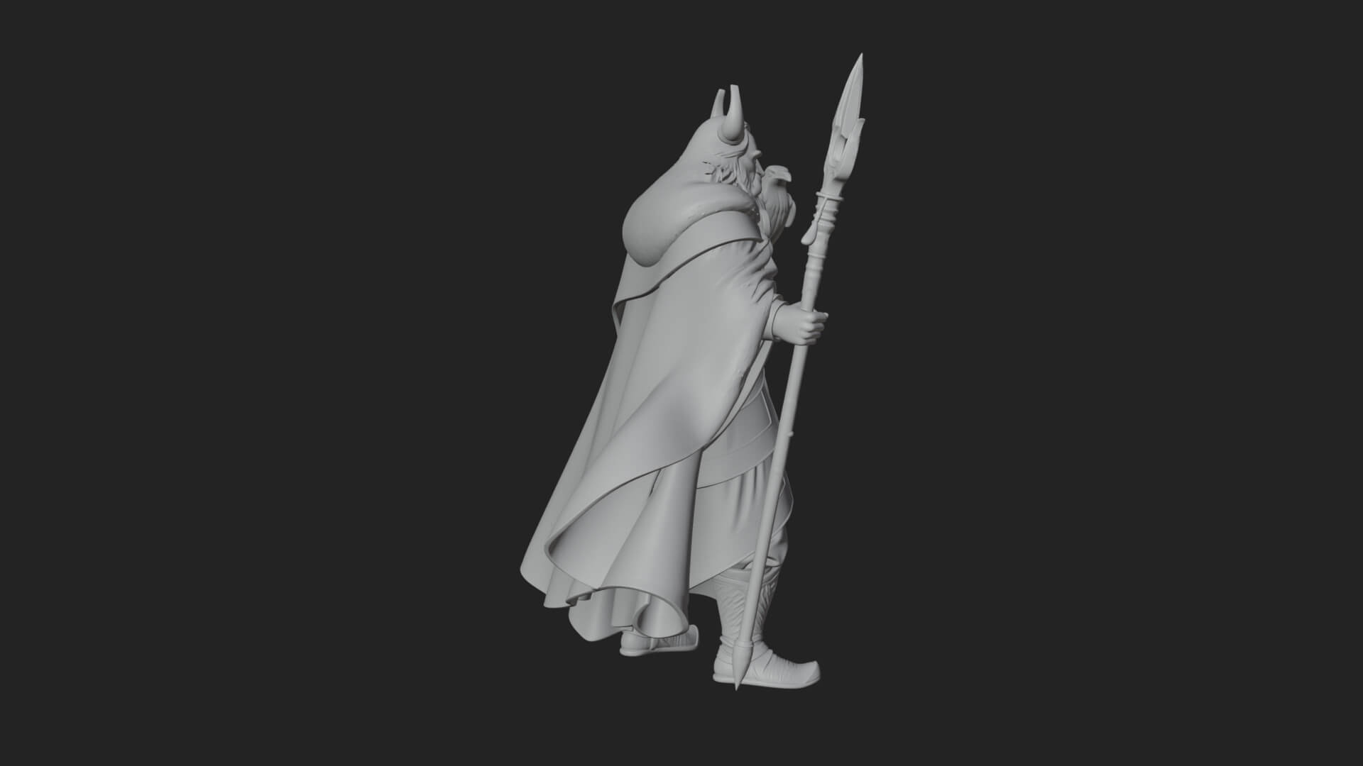 Odin with Spear Statue Design 14 3D Print Model 3D Model