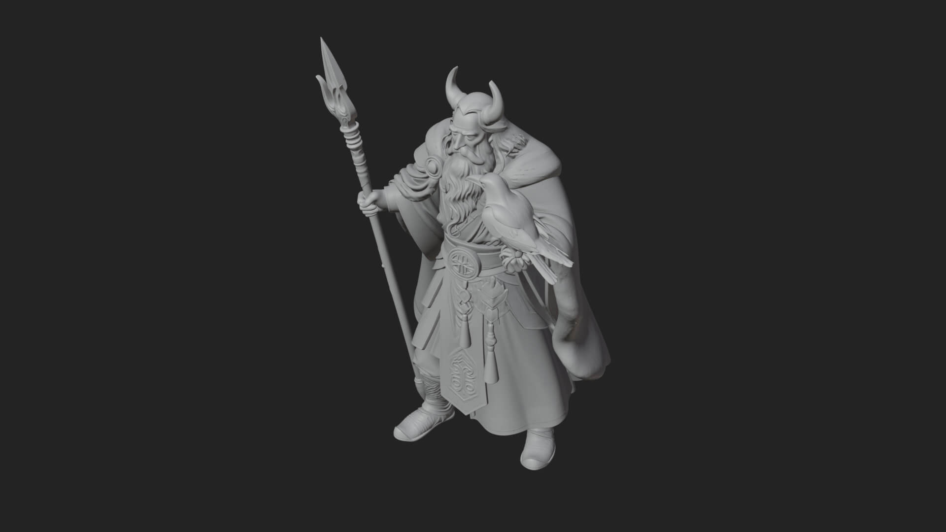 Odin with Spear Statue Design 14 3D Print Model 3D Model