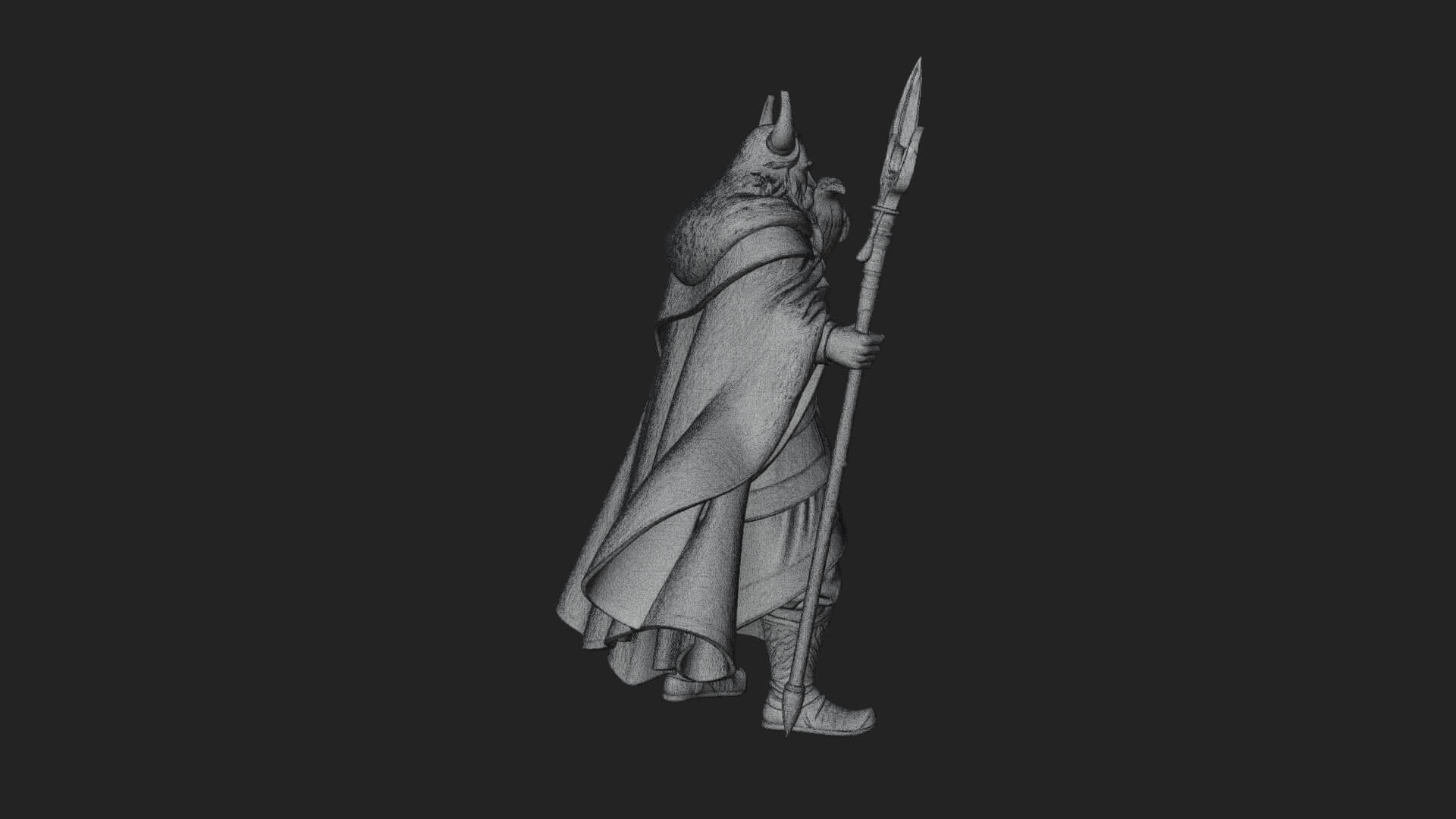 Odin with Spear Statue Design 14 3D Print Model 3D Model