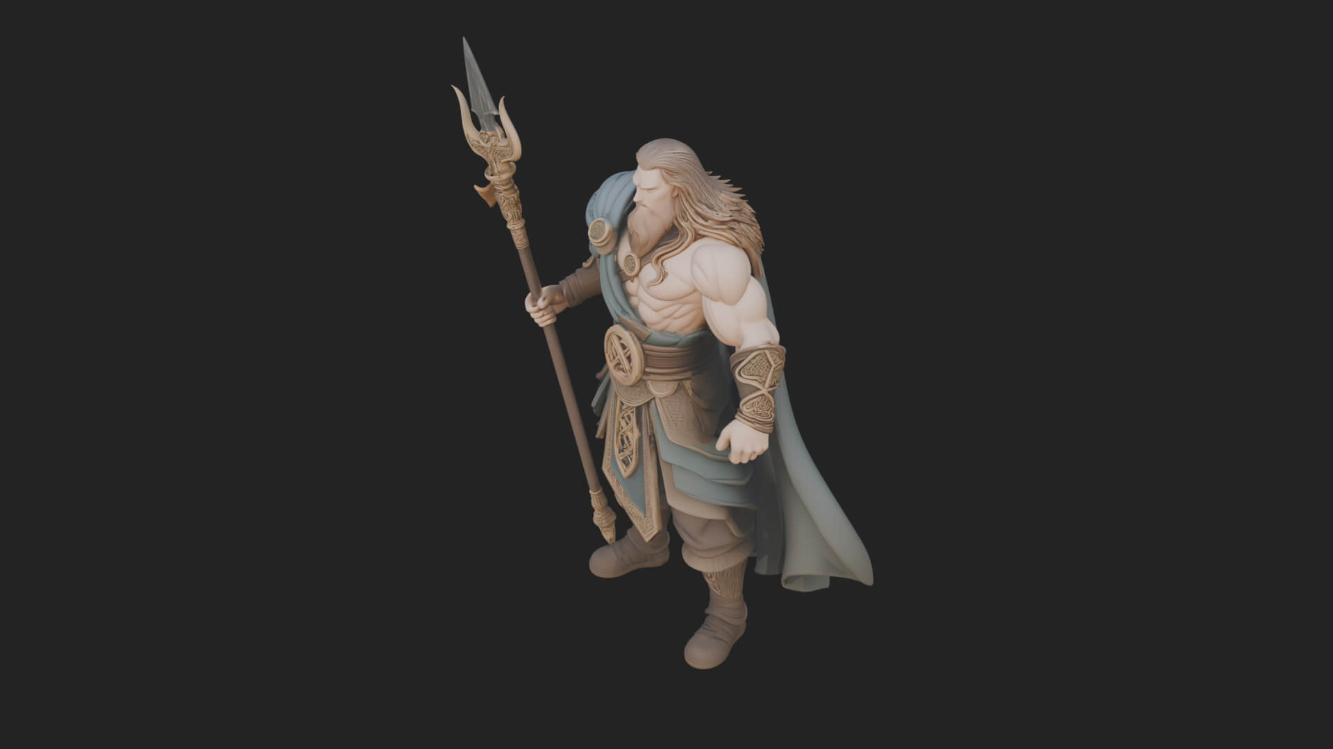 Odin with Spear Statue Design 15 3D Print Model 3D Model