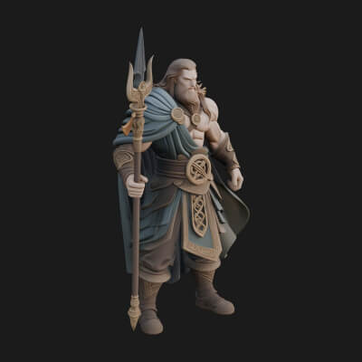 Odin with Spear Statue Design 15 3D Print Model