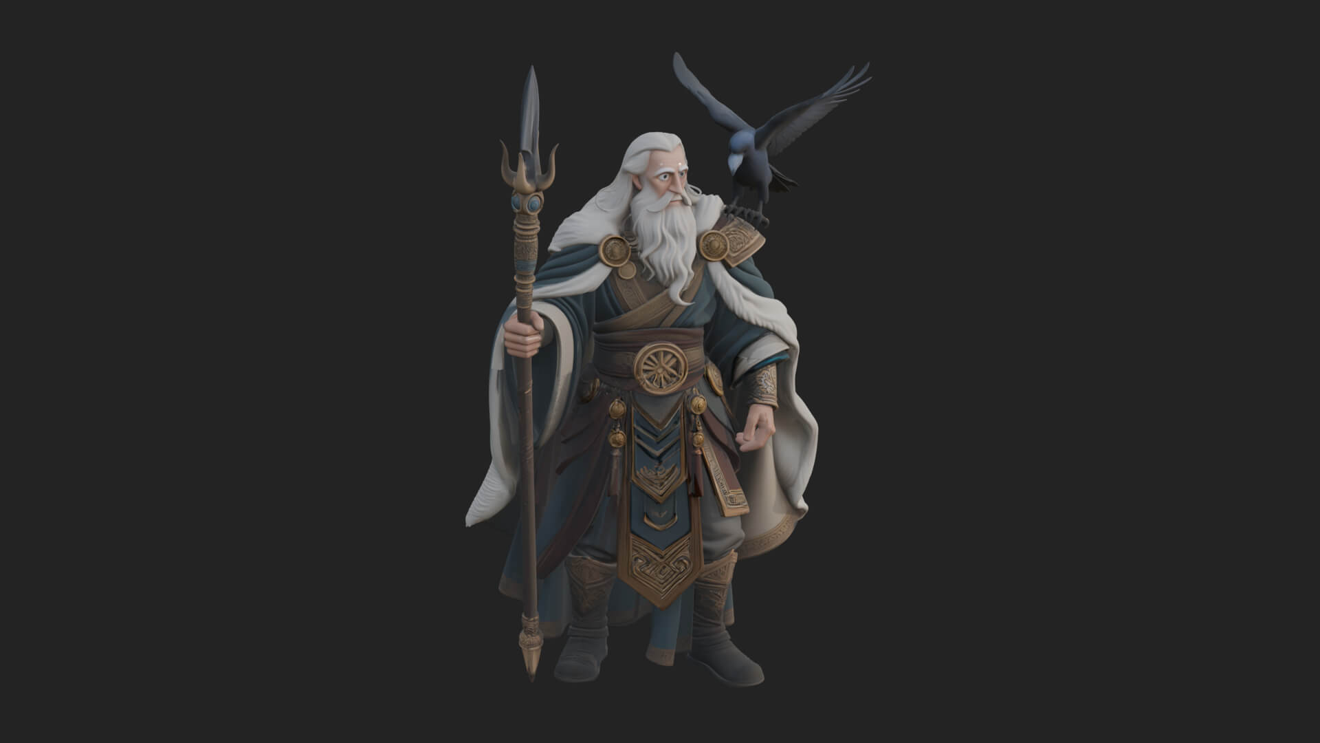 Odin with Spear Statue Design 16 3D Print Model 3D Model