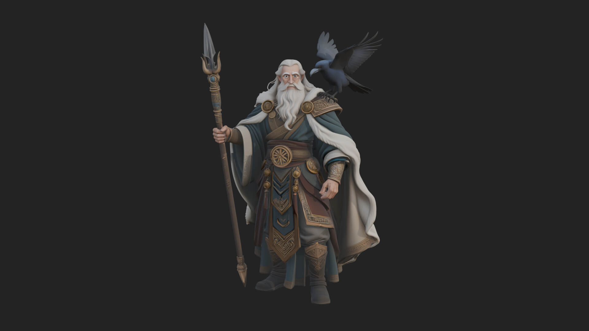 Odin with Spear Statue Design 16 3D Print Model 3D Model