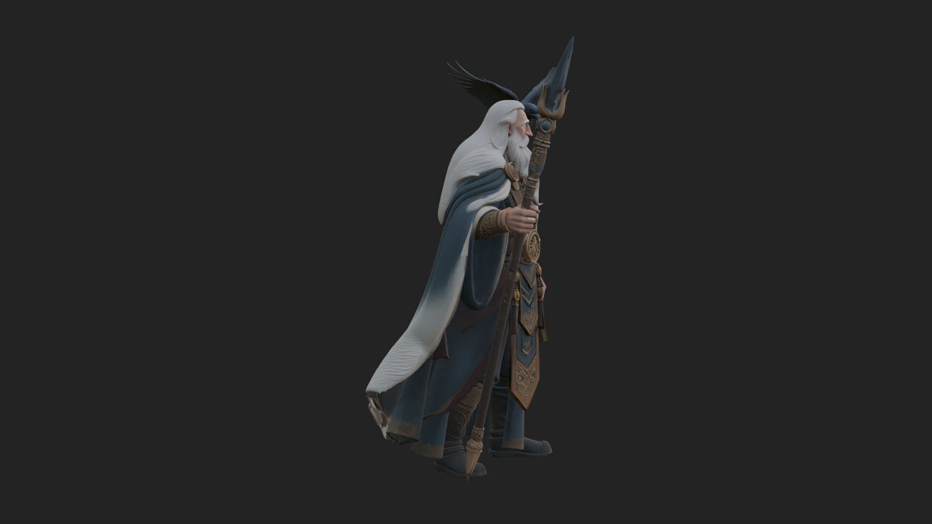 Odin with Spear Statue Design 16 3D Print Model 3D Model