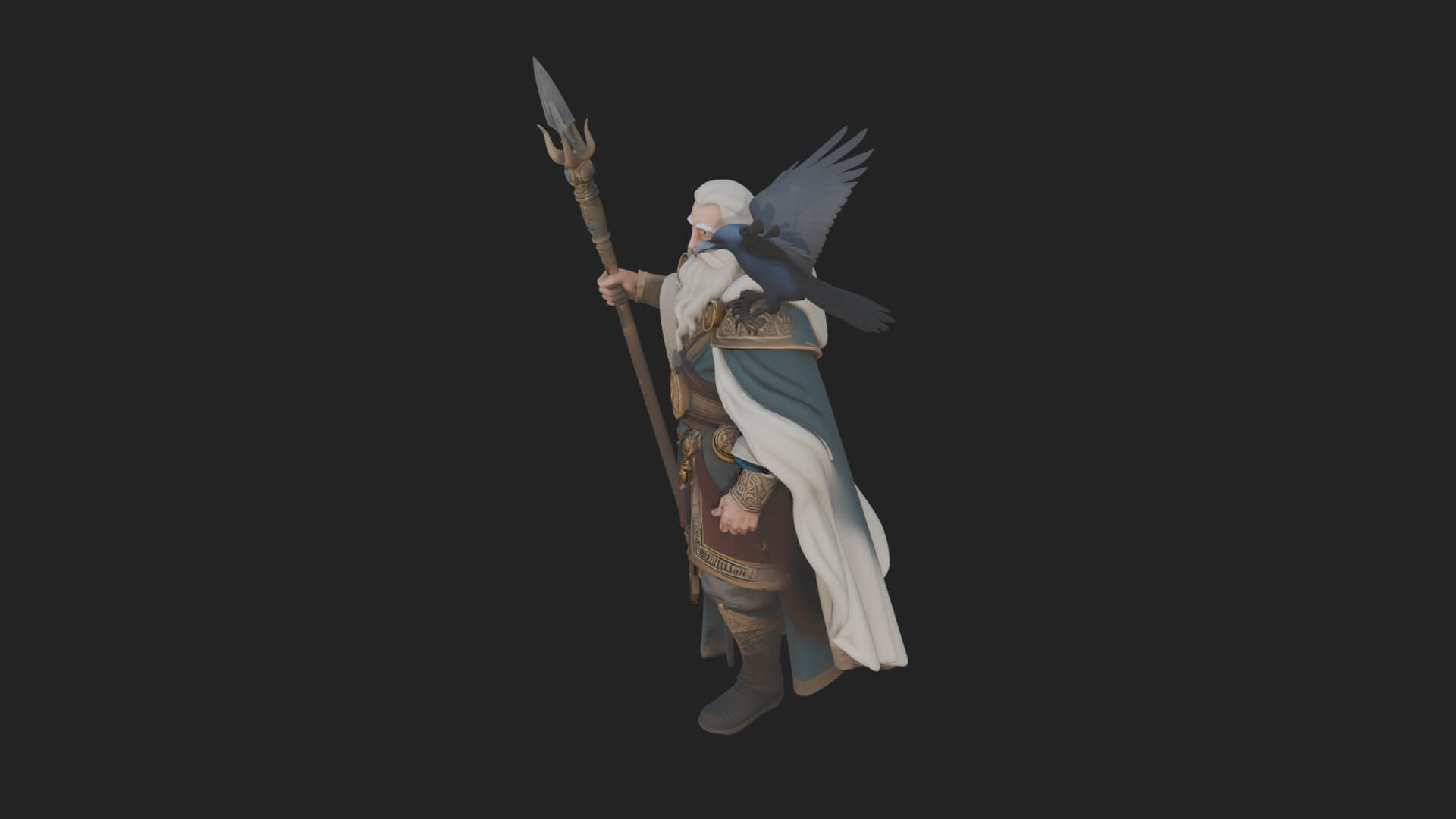 Odin with Spear Statue Design 16 3D Print Model 3D Model