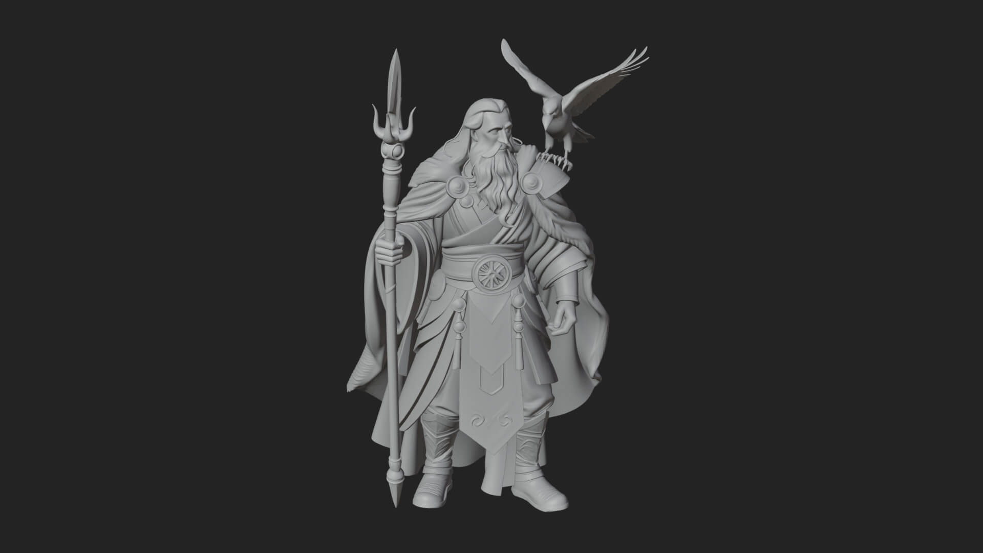 Odin with Spear Statue Design 16 3D Print Model 3D Model