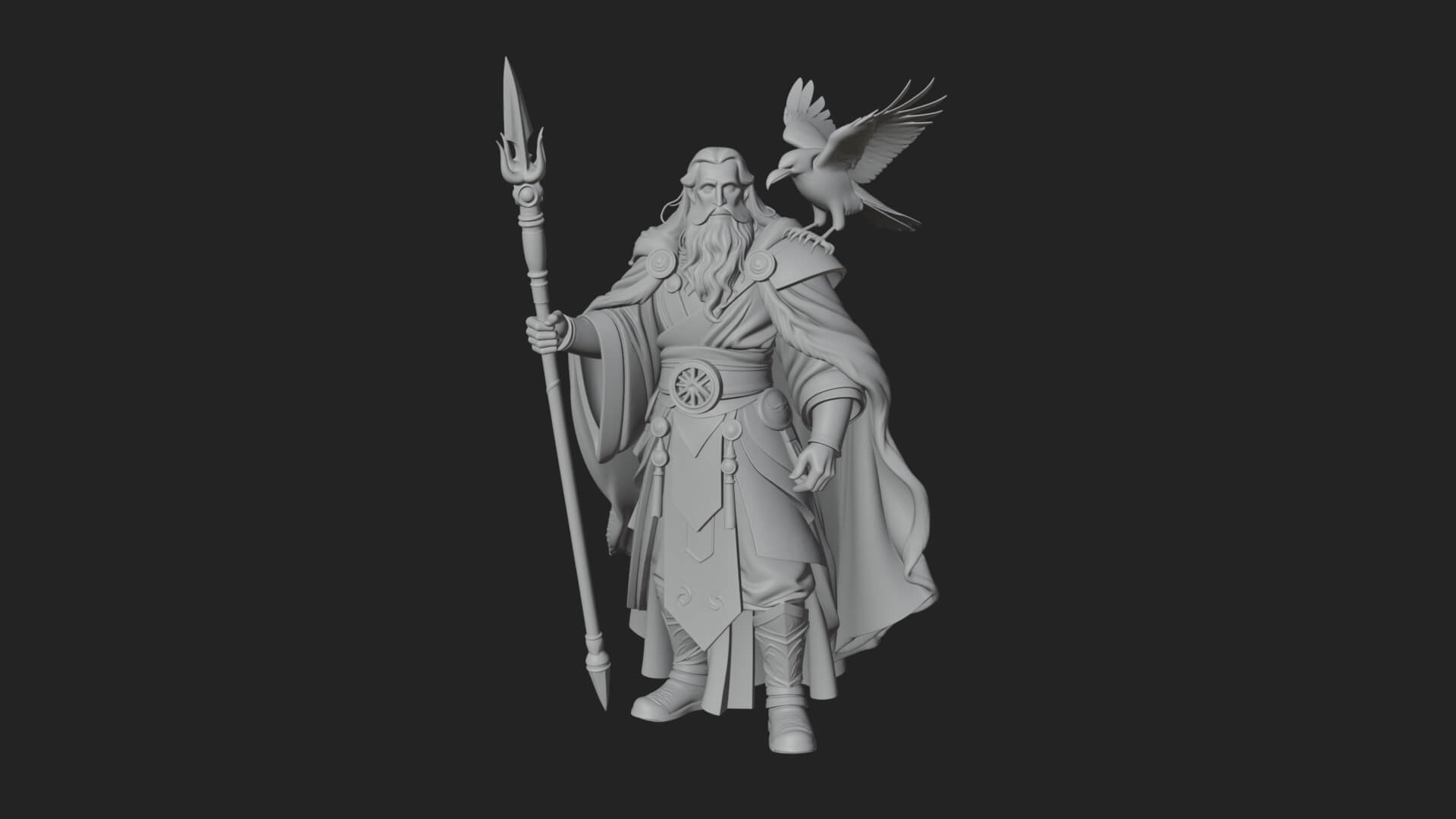 Odin with Spear Statue Design 16 3D Print Model 3D Model