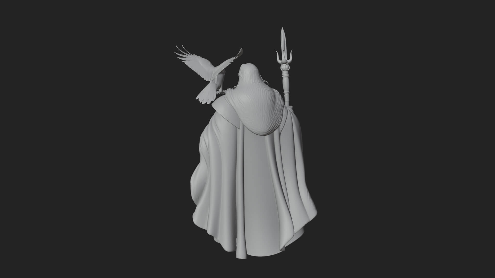 Odin with Spear Statue Design 16 3D Print Model 3D Model