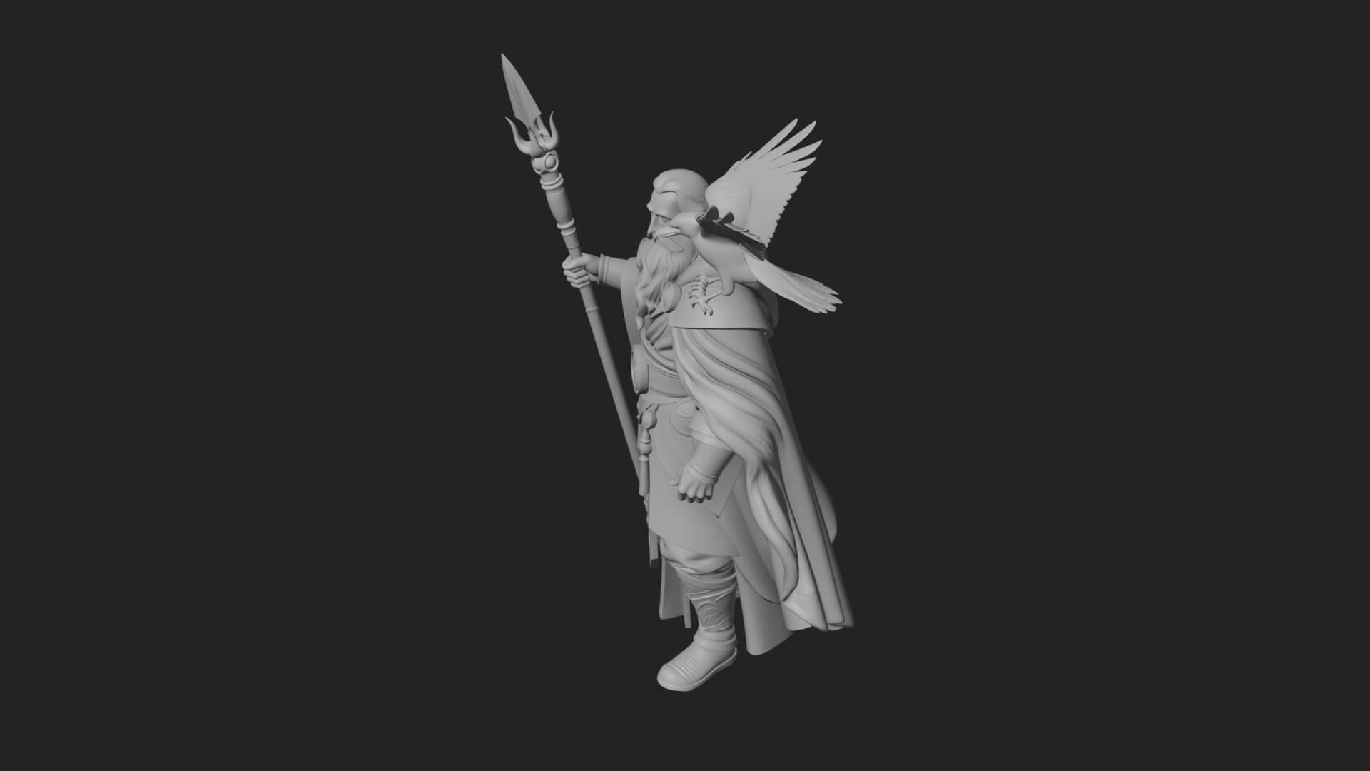 Odin with Spear Statue Design 16 3D Print Model 3D Model